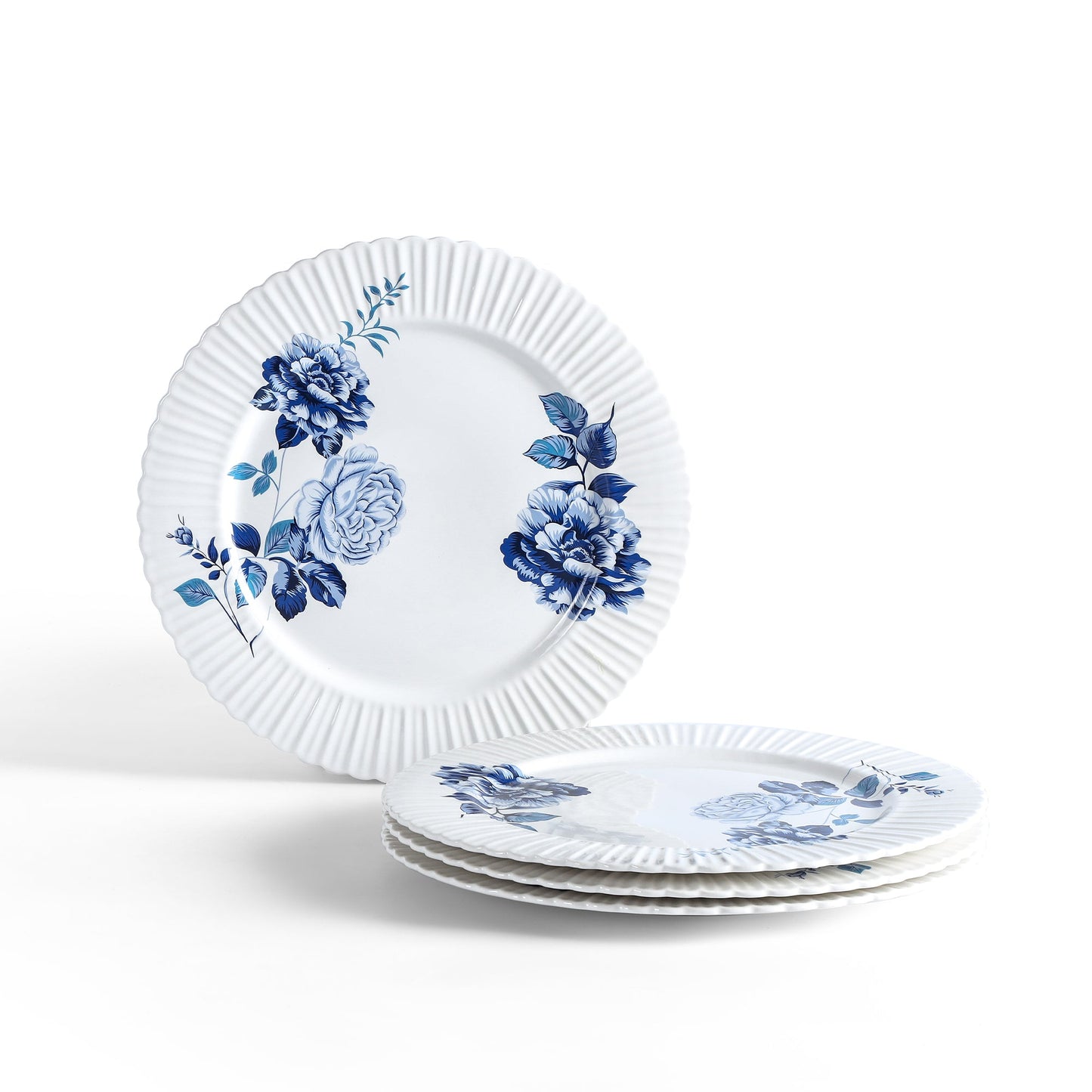 Fiore New Bone China Dinner Plate Set - Blue