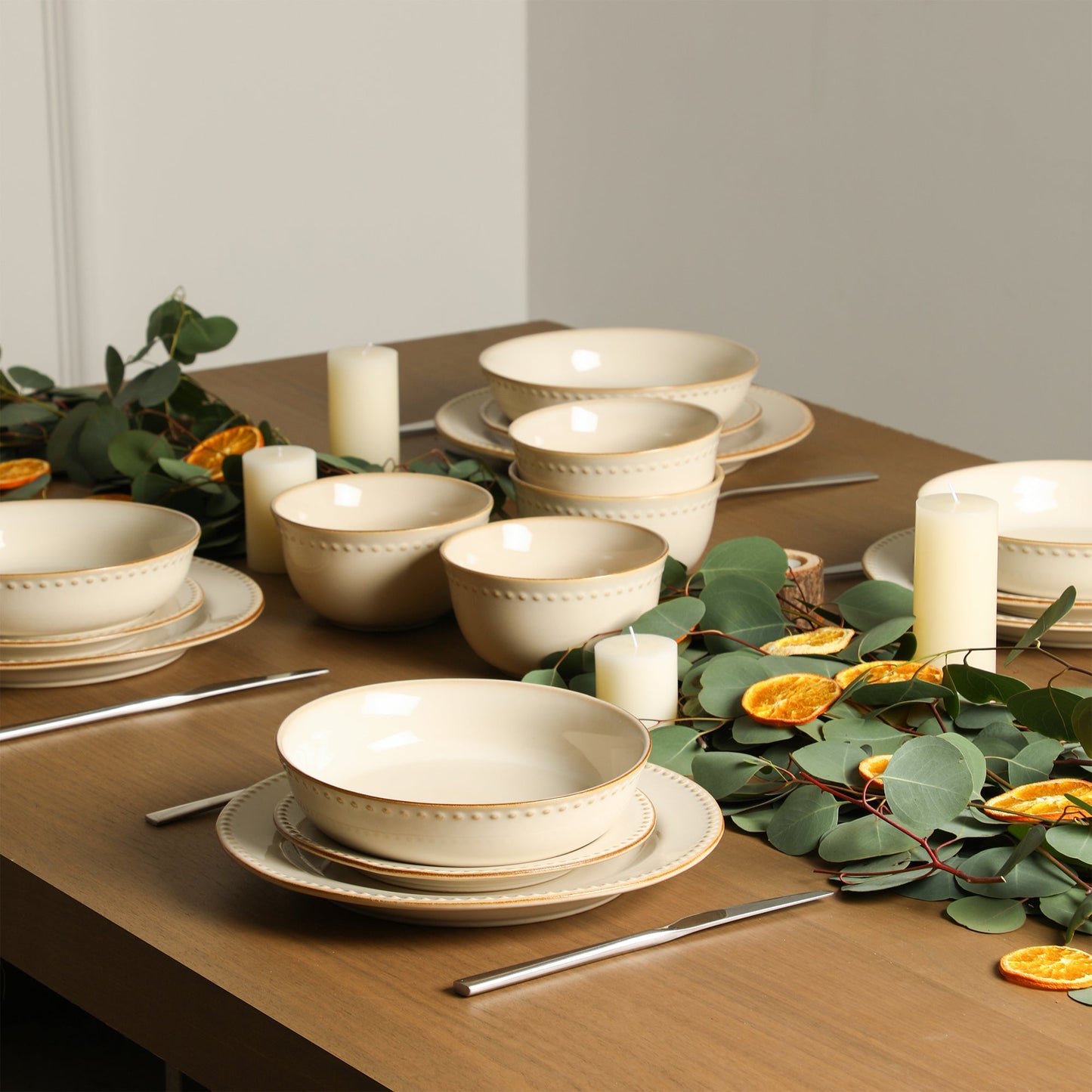 Comet Stoneware Dinner Plate Set - Cream