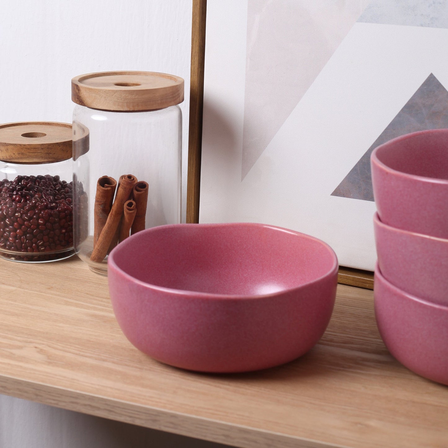 Tom Stoneware Bowl - Pink White