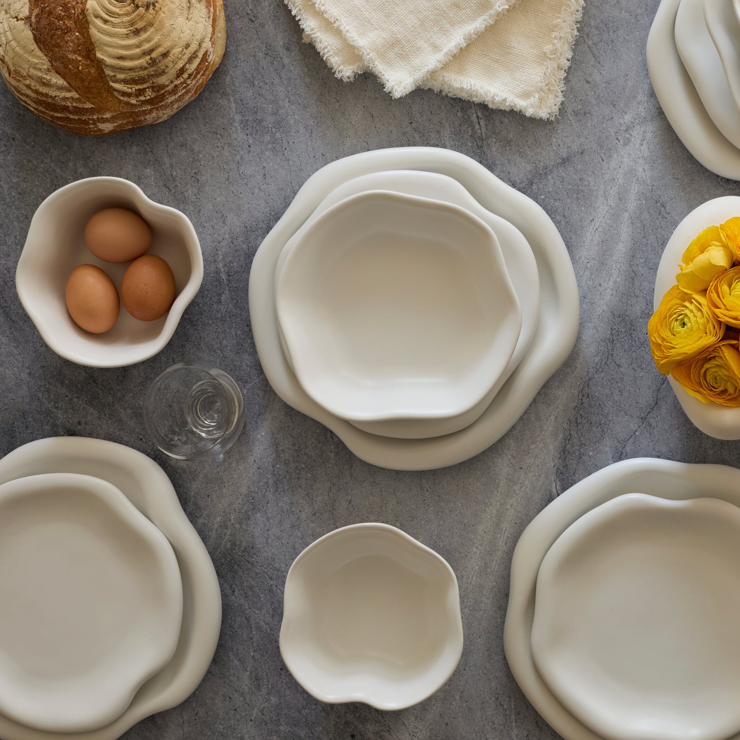 Amorphous Stoneware Dinnerware Set - White