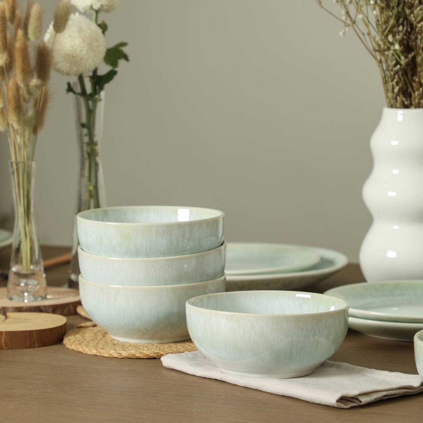 Riley Stoneware Dinnerware Set - Seafoam