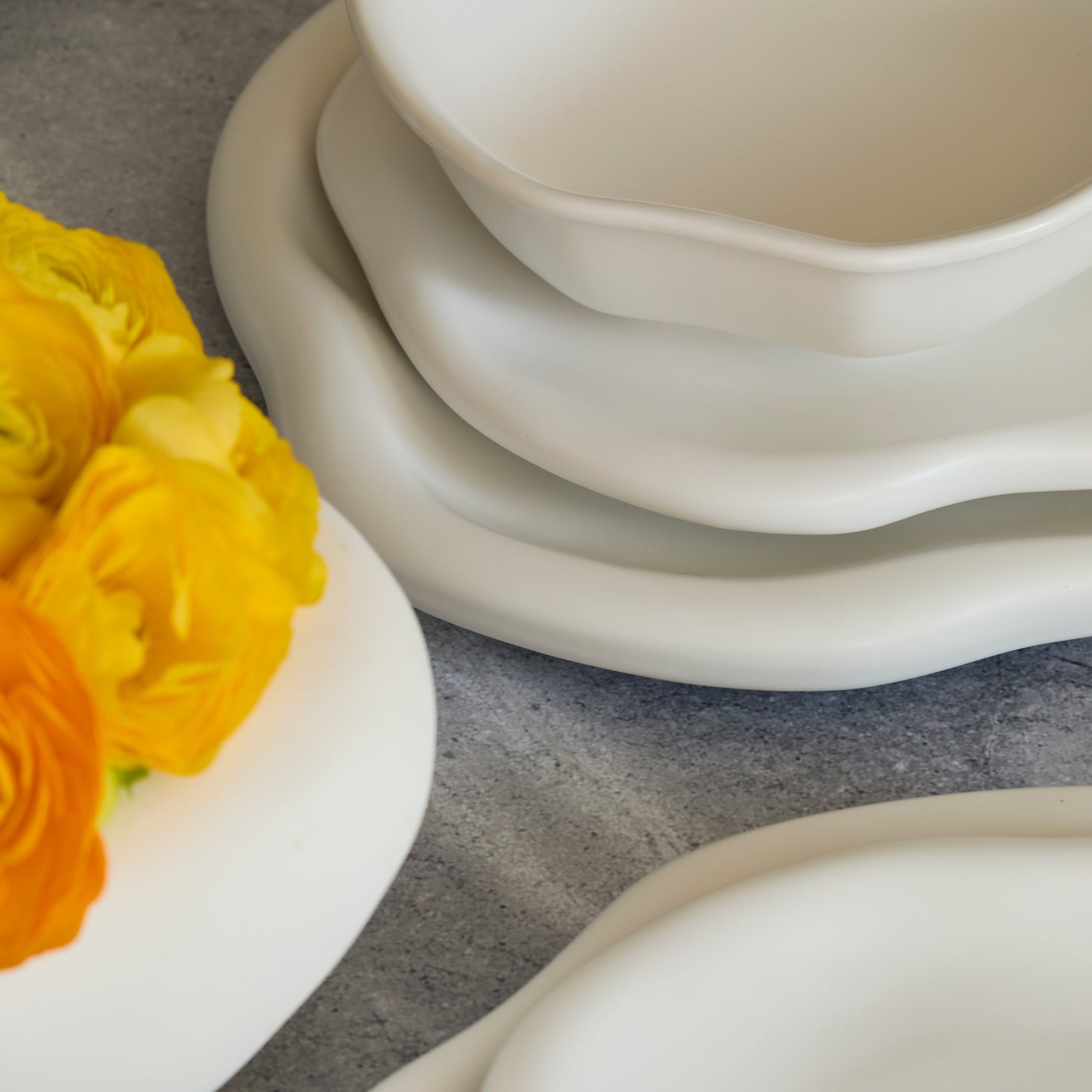 Amorphous Stoneware Dinnerware Set - White