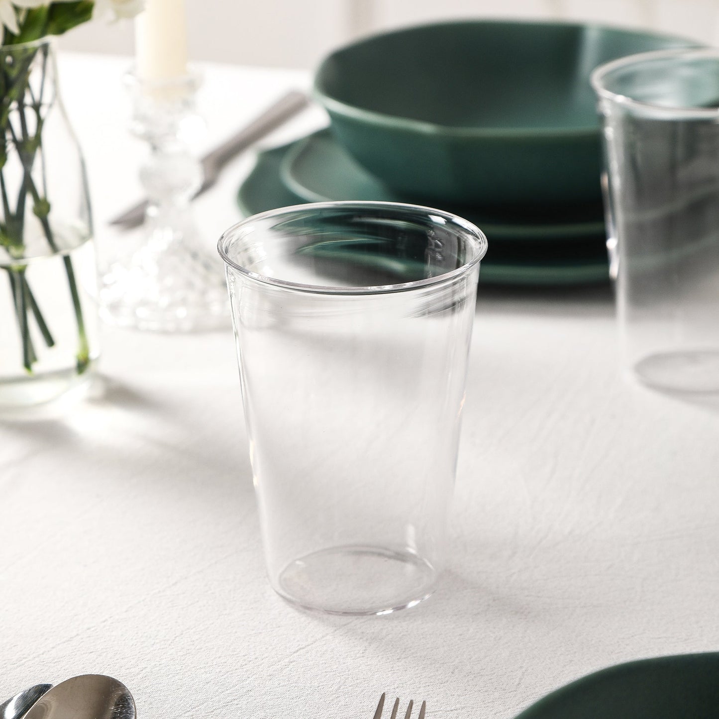 Baskerville Stoneware, Borosilicate Glass Dinnerware Set - Green