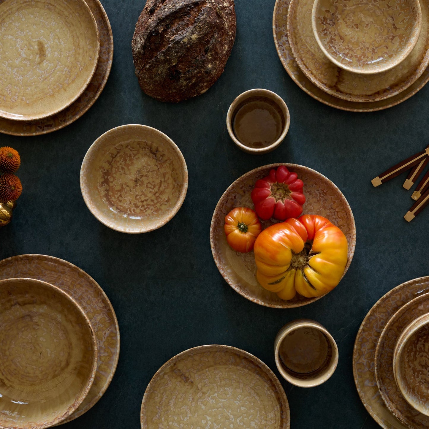 Hanami Stoneware Pasta Bowl Set - Beige