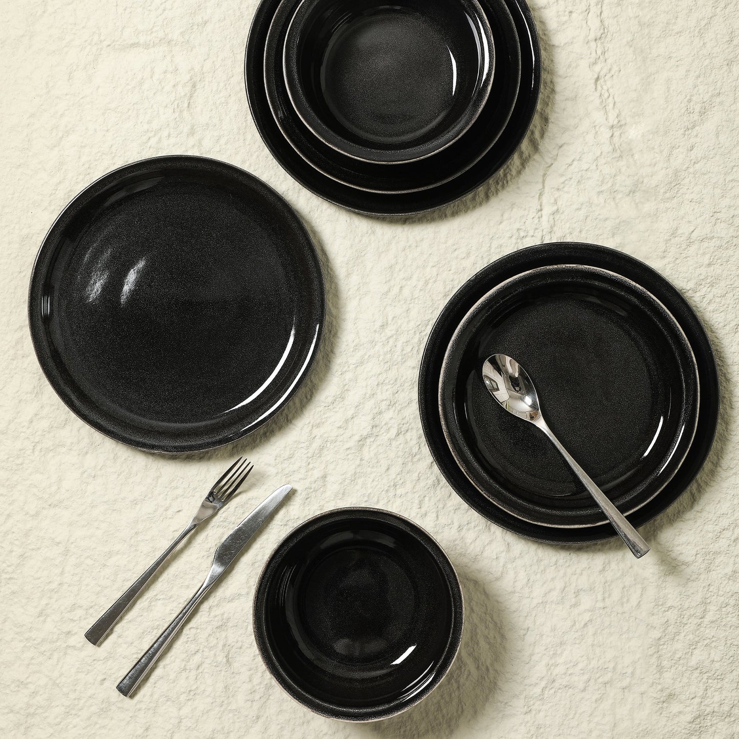 Slate Stoneware Pasta Bowl Set - Black