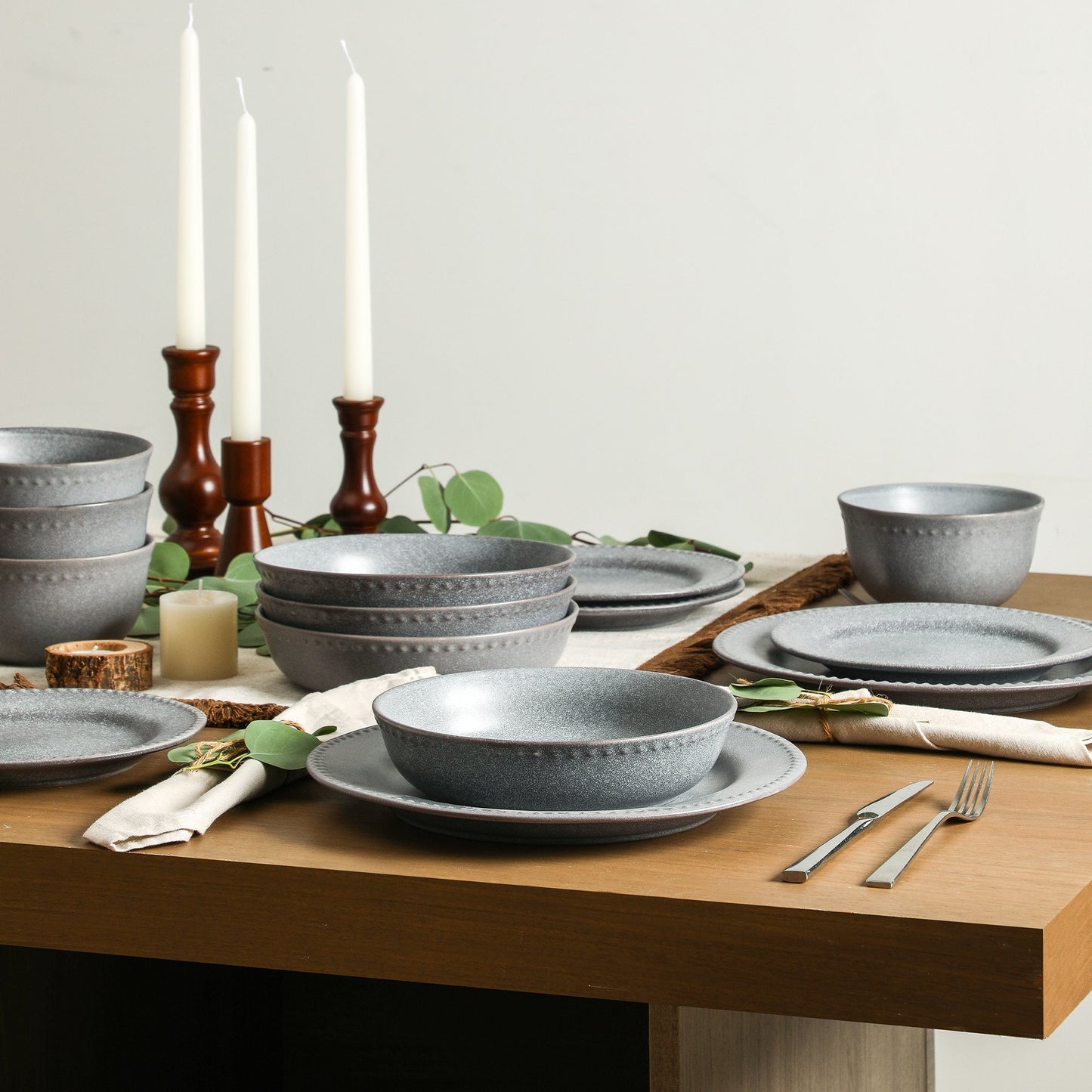 Comet Stoneware Pasta Bowl Set - Grey