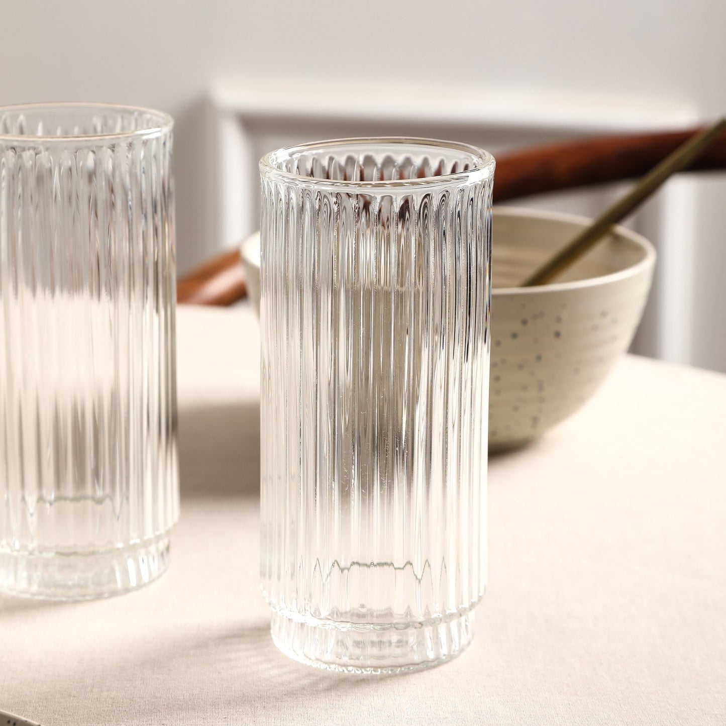 Stone Lain Dua Stoneware 16-Piece Dinnerware Set, Includes Glassware, White