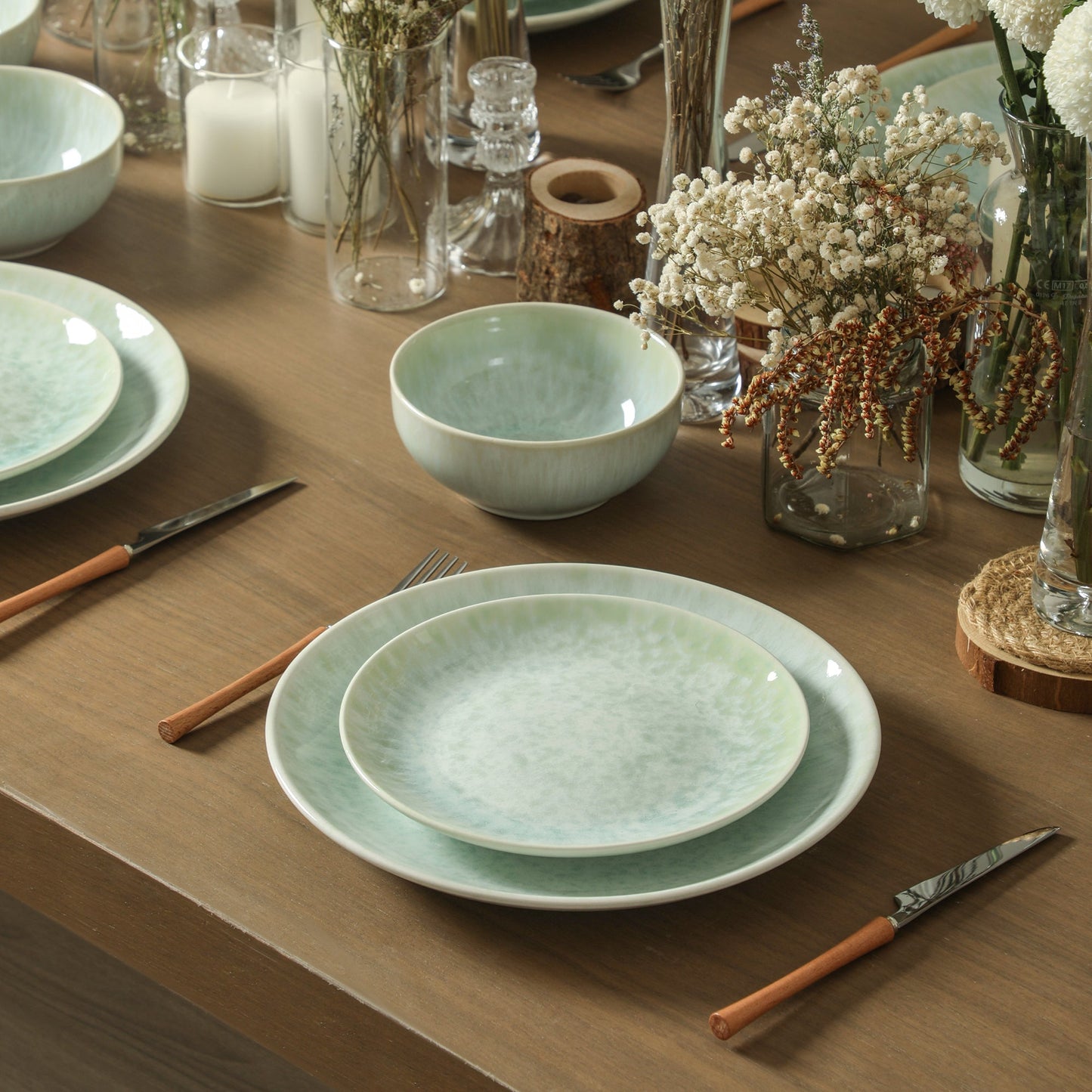 Riley Stoneware Dinnerware Set - Seafoam