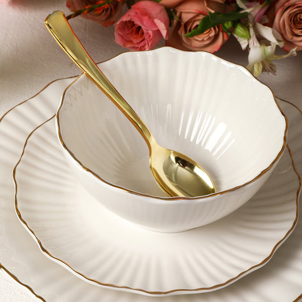 Zinnia Porcelain Dinnerware Set - White and Gold