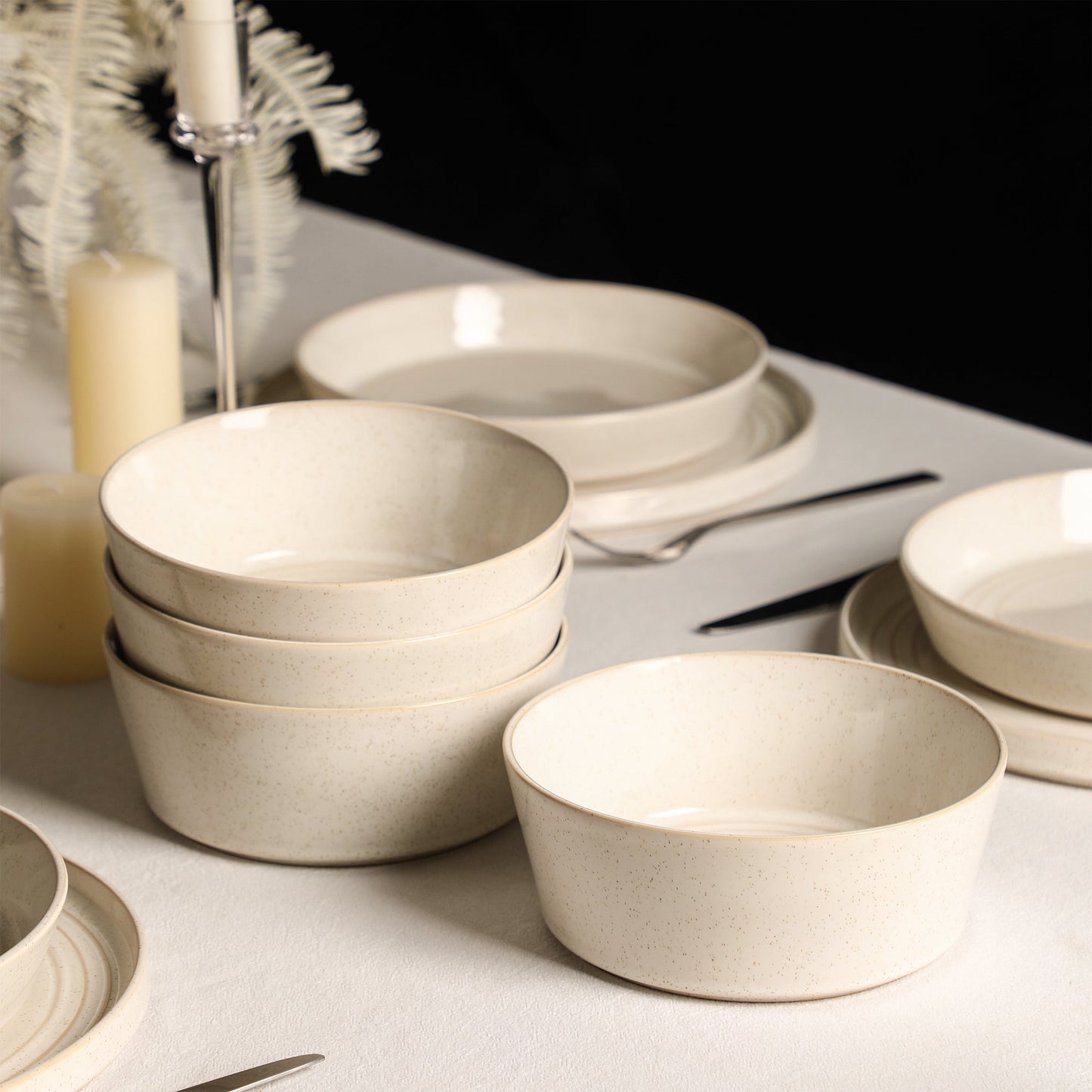 Claire Stoneware Bowl Set - White
