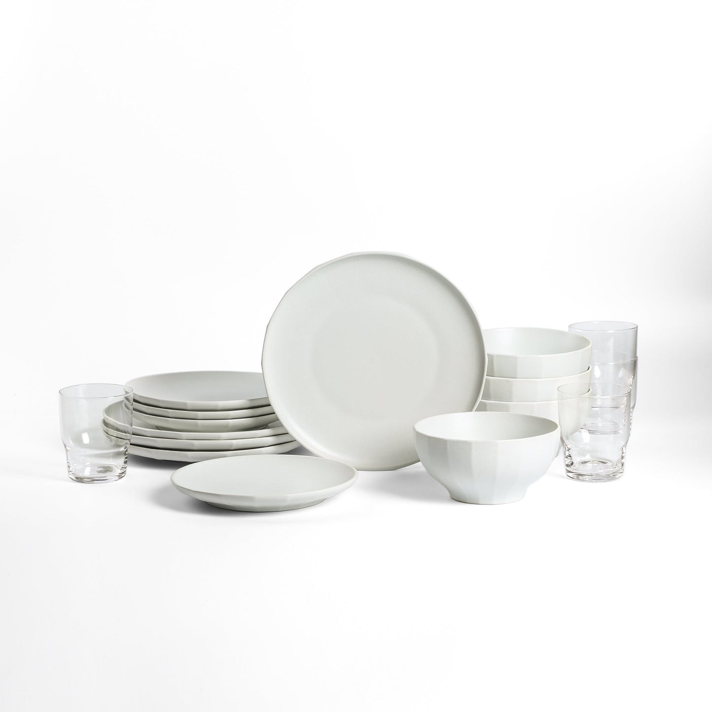 Rio Stoneware Dinnerware Set with Glassware - Beige