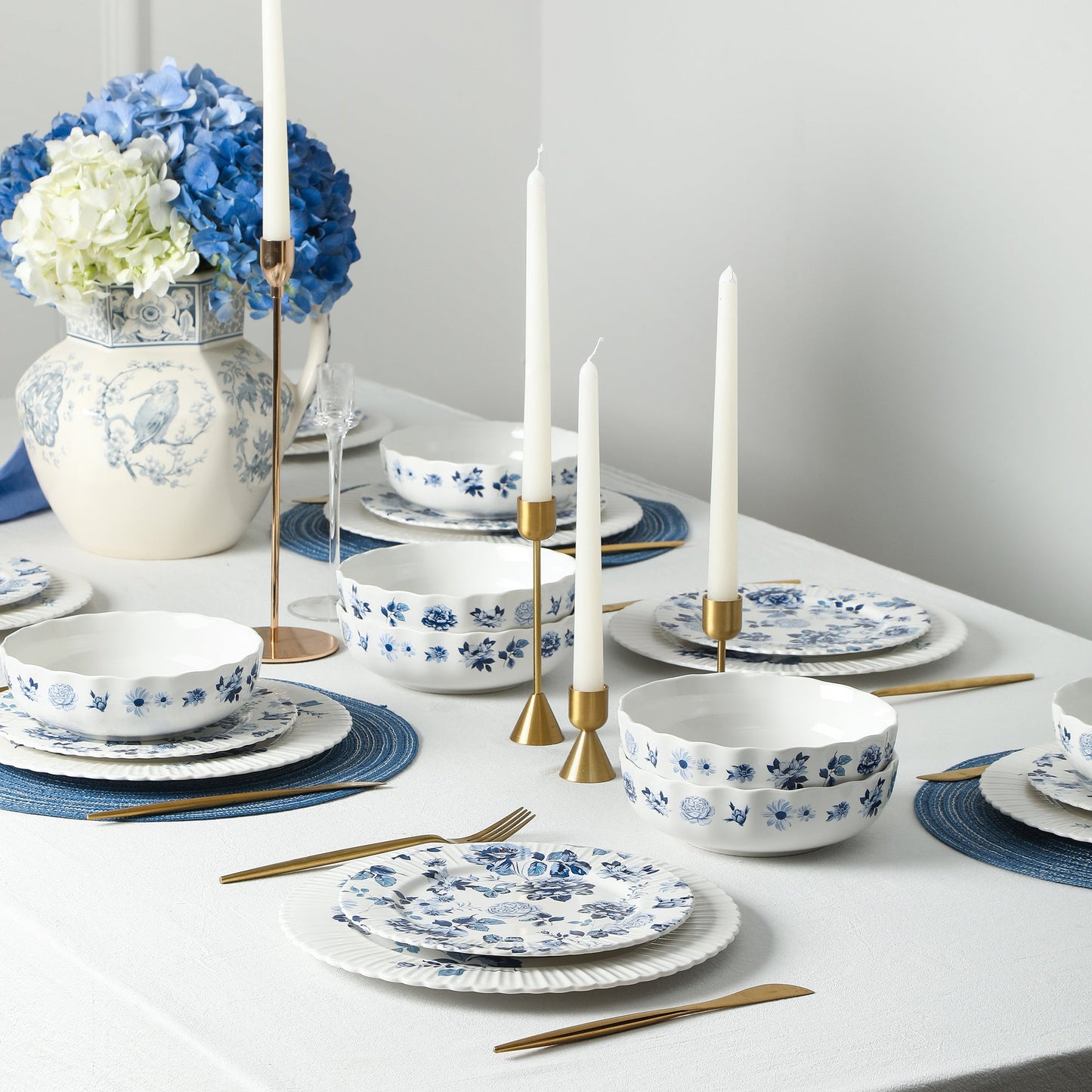 Fiore New Bone China Salad Plate Set - Blue