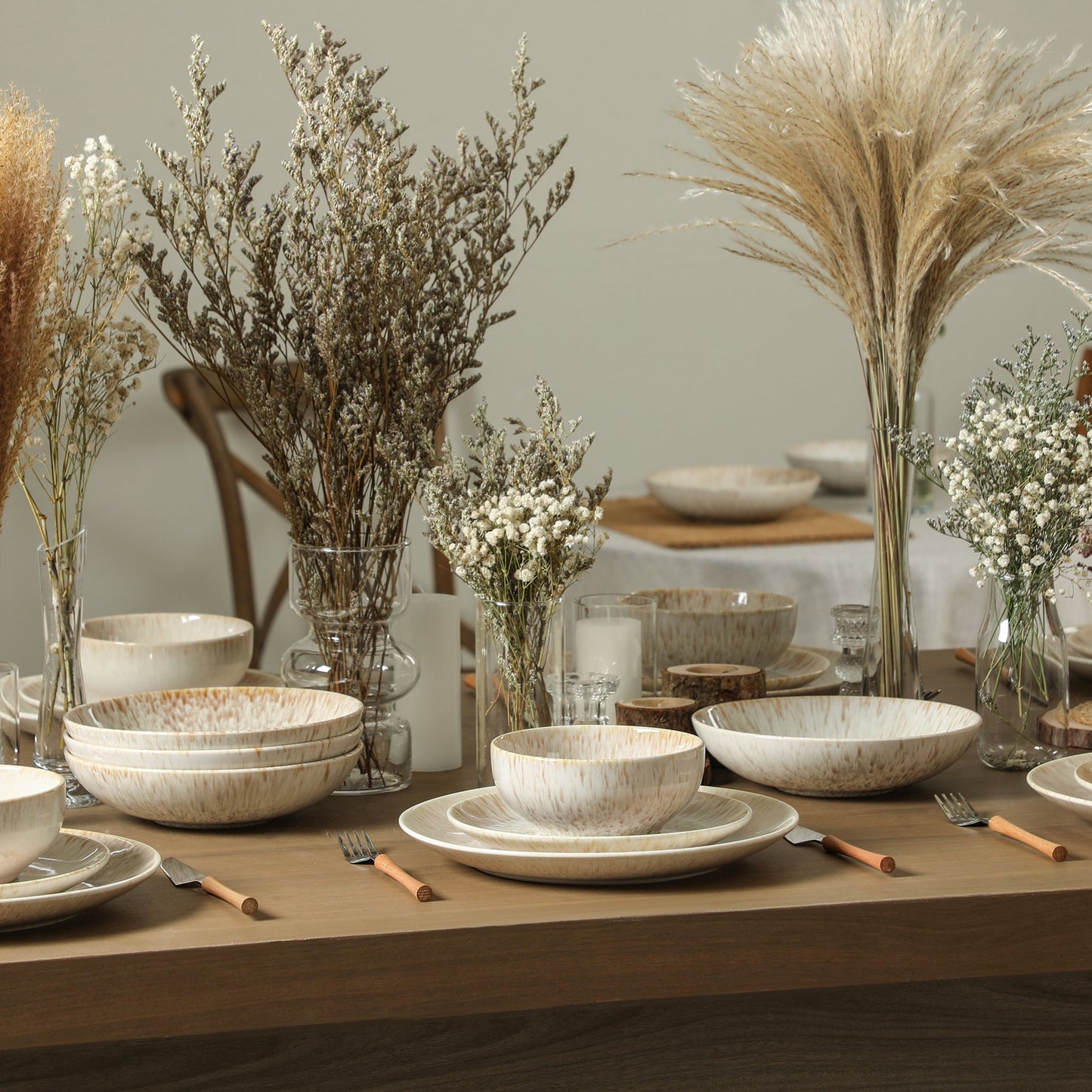 Riley Stoneware Pasta Bowl Set - Sand