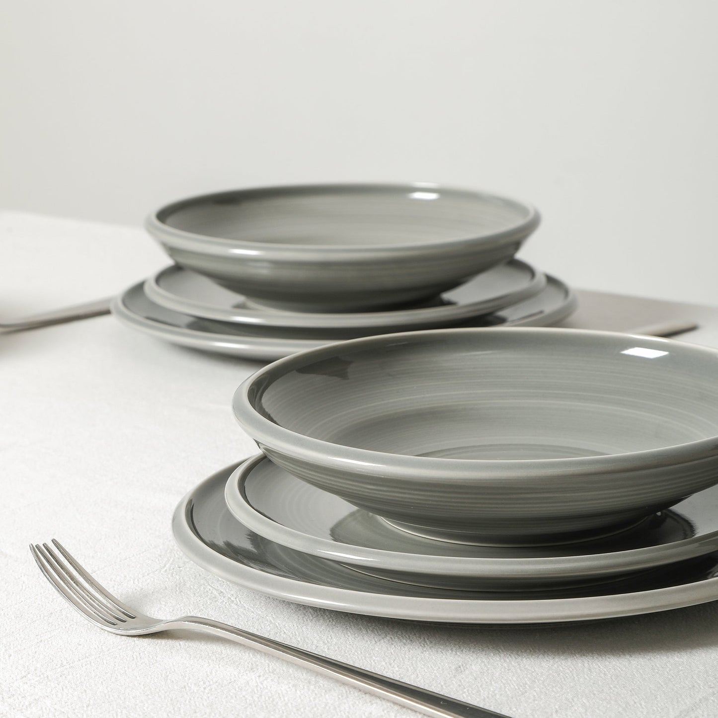 Harmony Stoneware Dinnerware Set - Grey