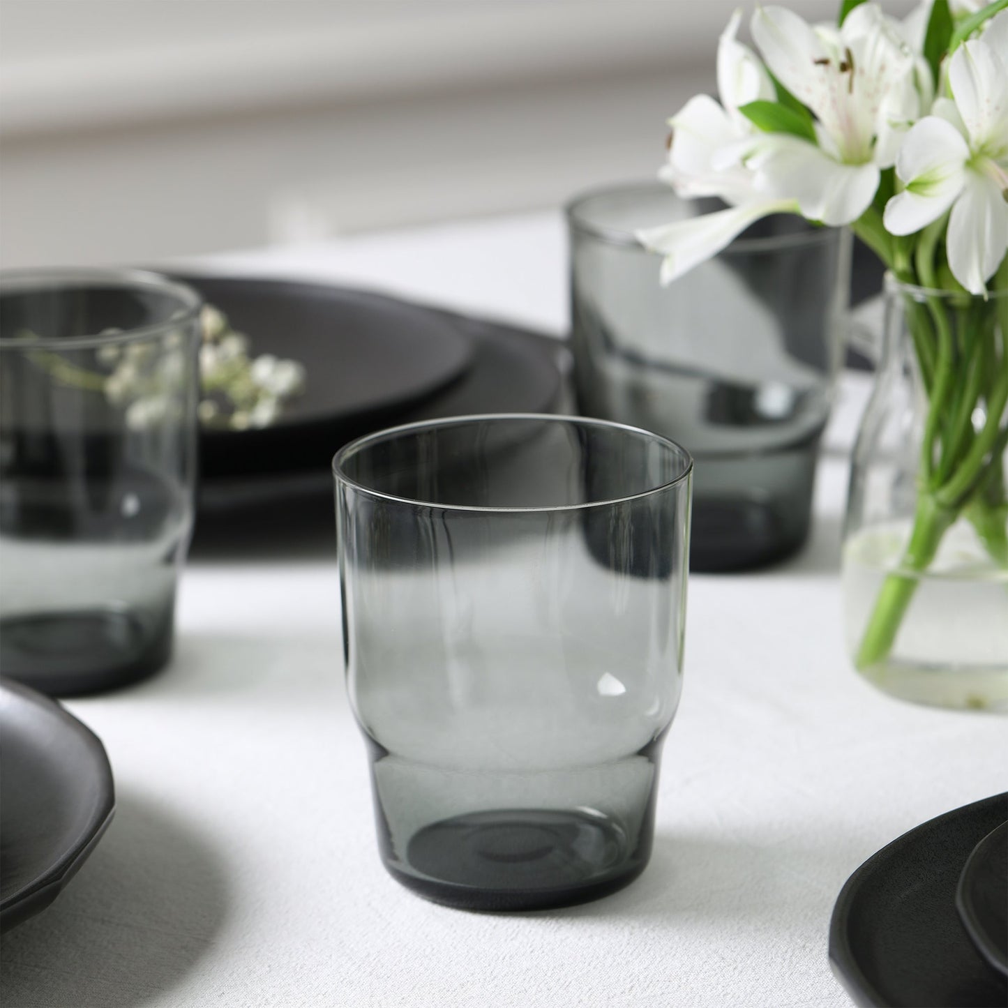 Rio Stoneware Dinnerware Set with Glassware - Black