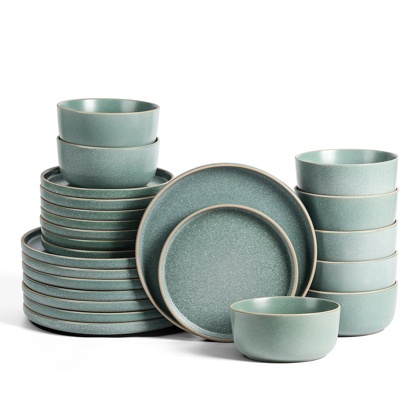 Amber Stoneware Dinnerware Set - Green