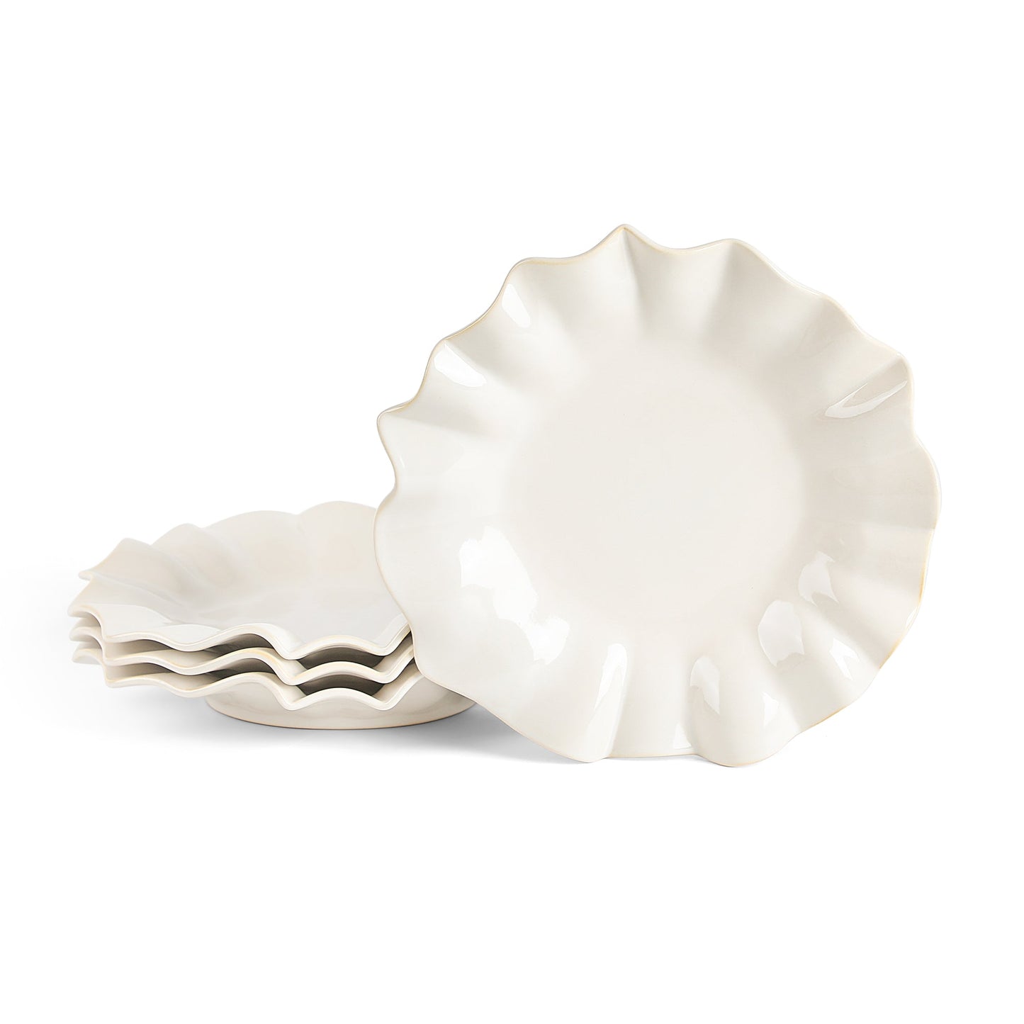 Lotus Stoneware Dinner Plate Set - White