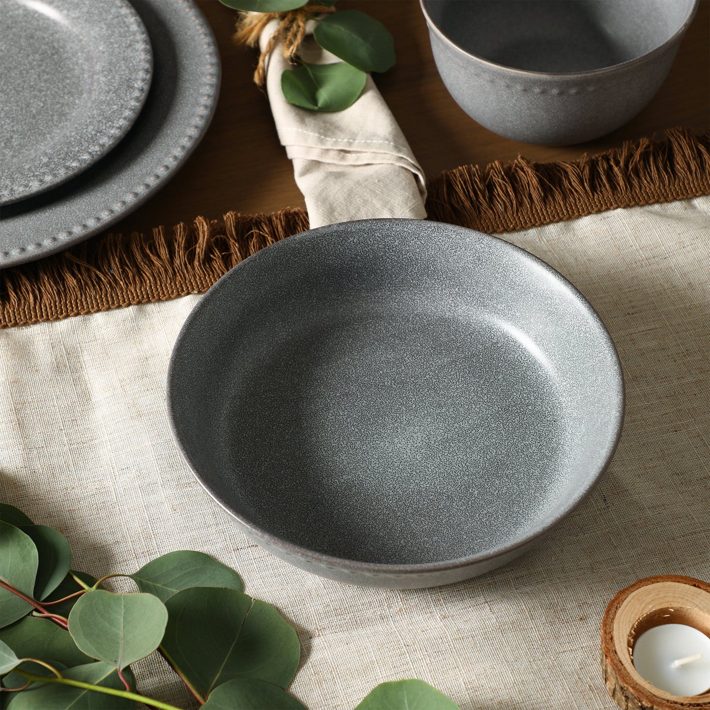 Comet Stoneware Pasta Bowl Set - Grey