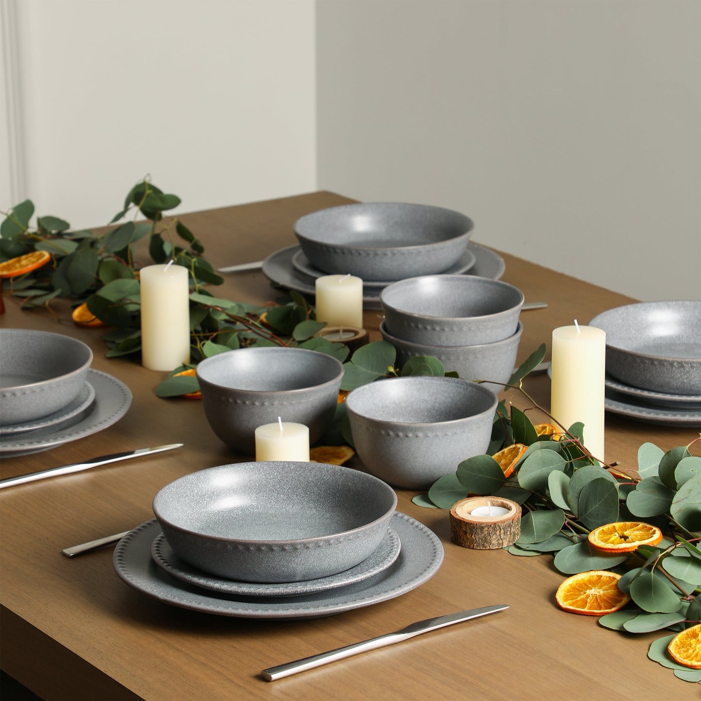 Comet Stoneware Dinner Plate Set - Grey