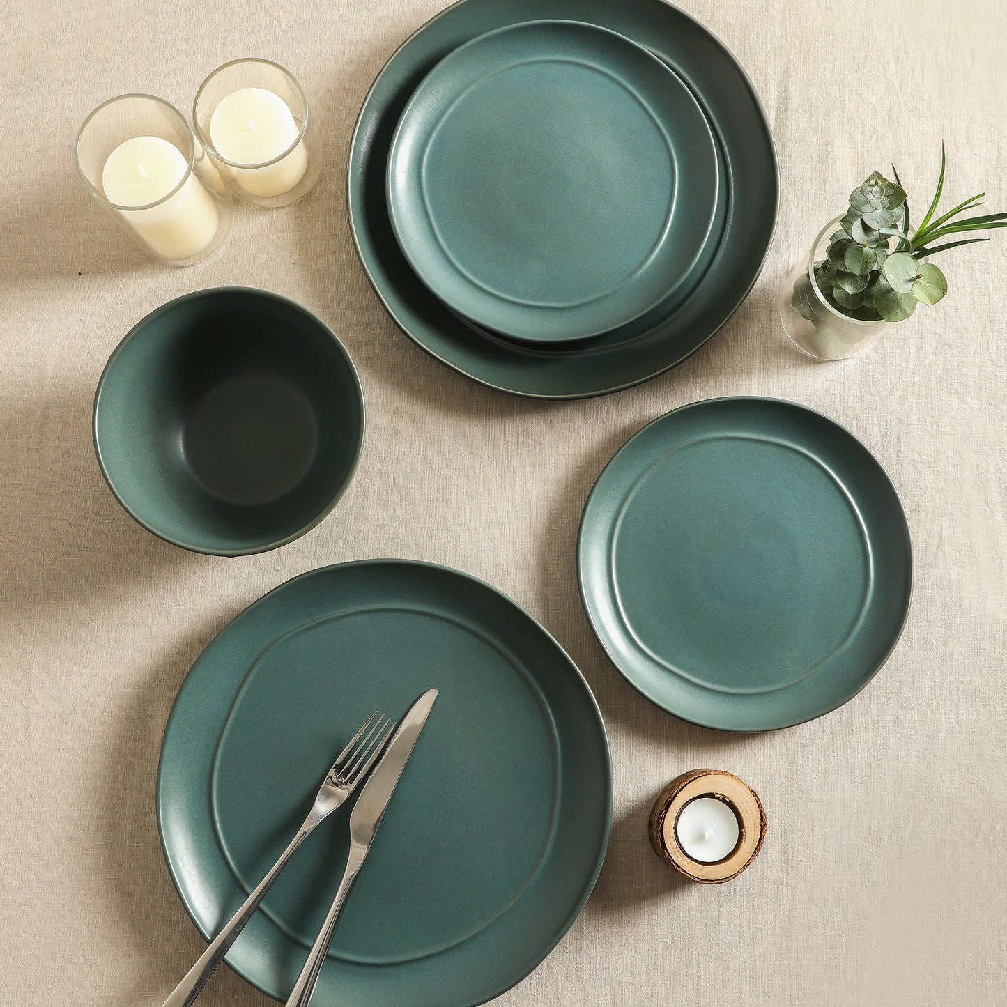 Infinity Stoneware Dinnerware Set - Green