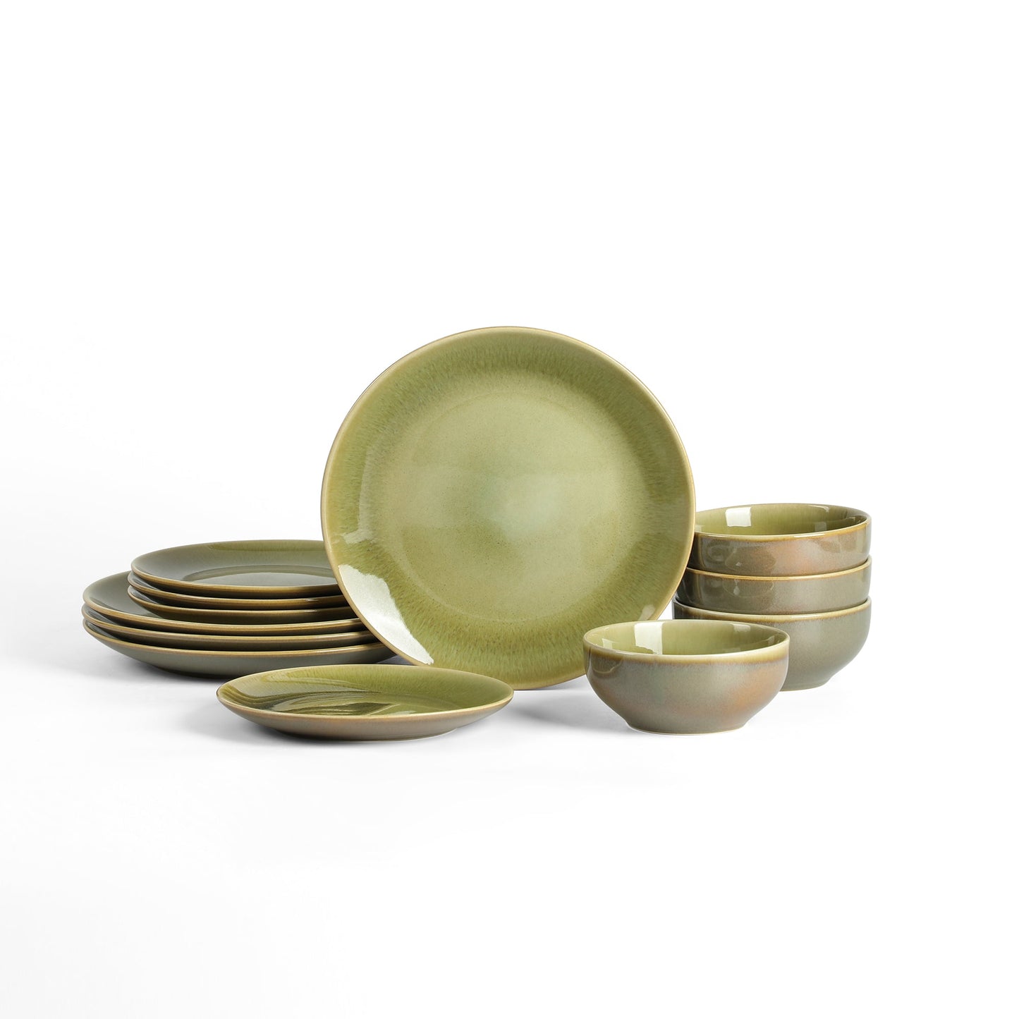 Riley Stoneware Dinnerware Set - Green and Blue