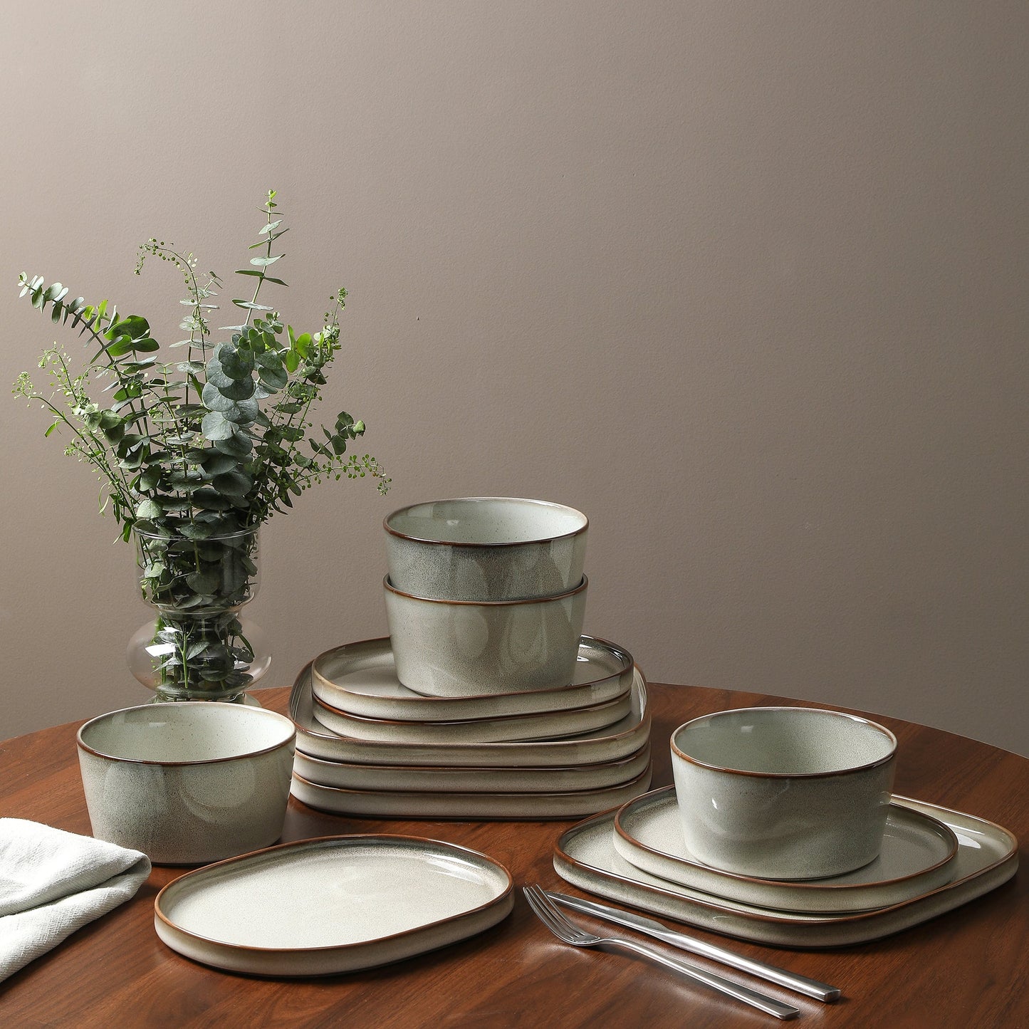Cairo Stoneware Dinnerware Set - Grey