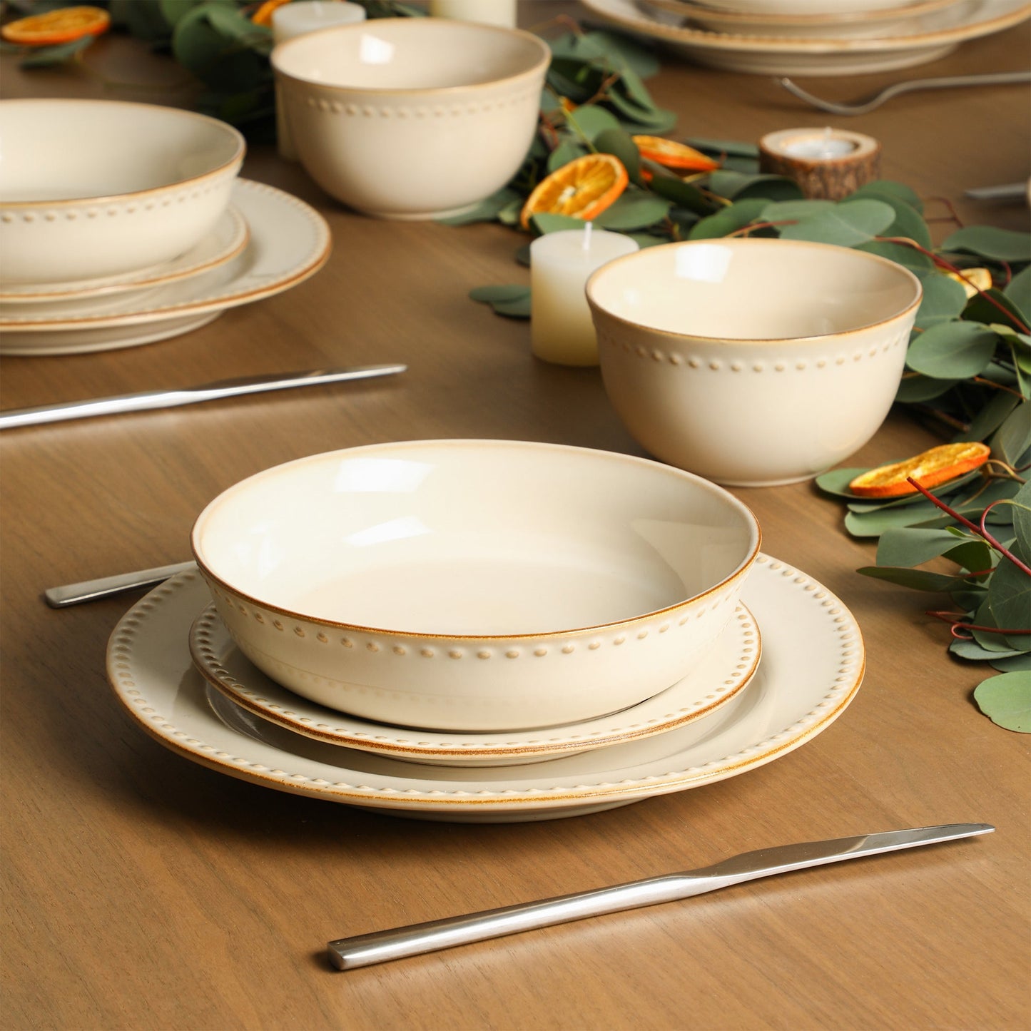 Comet Stoneware Salad Plate Set - Cream