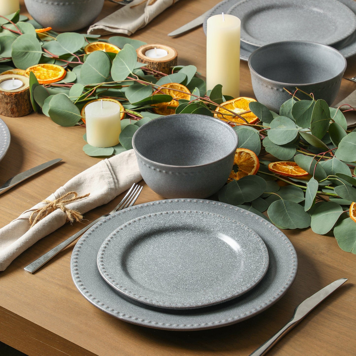 Comet Stoneware Dinnerware Set - Grey