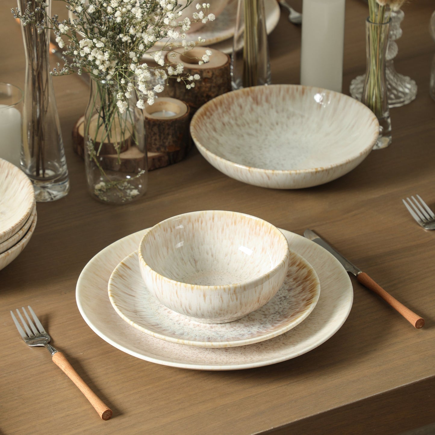 Riley Stoneware Pasta Bowl Set - Sand
