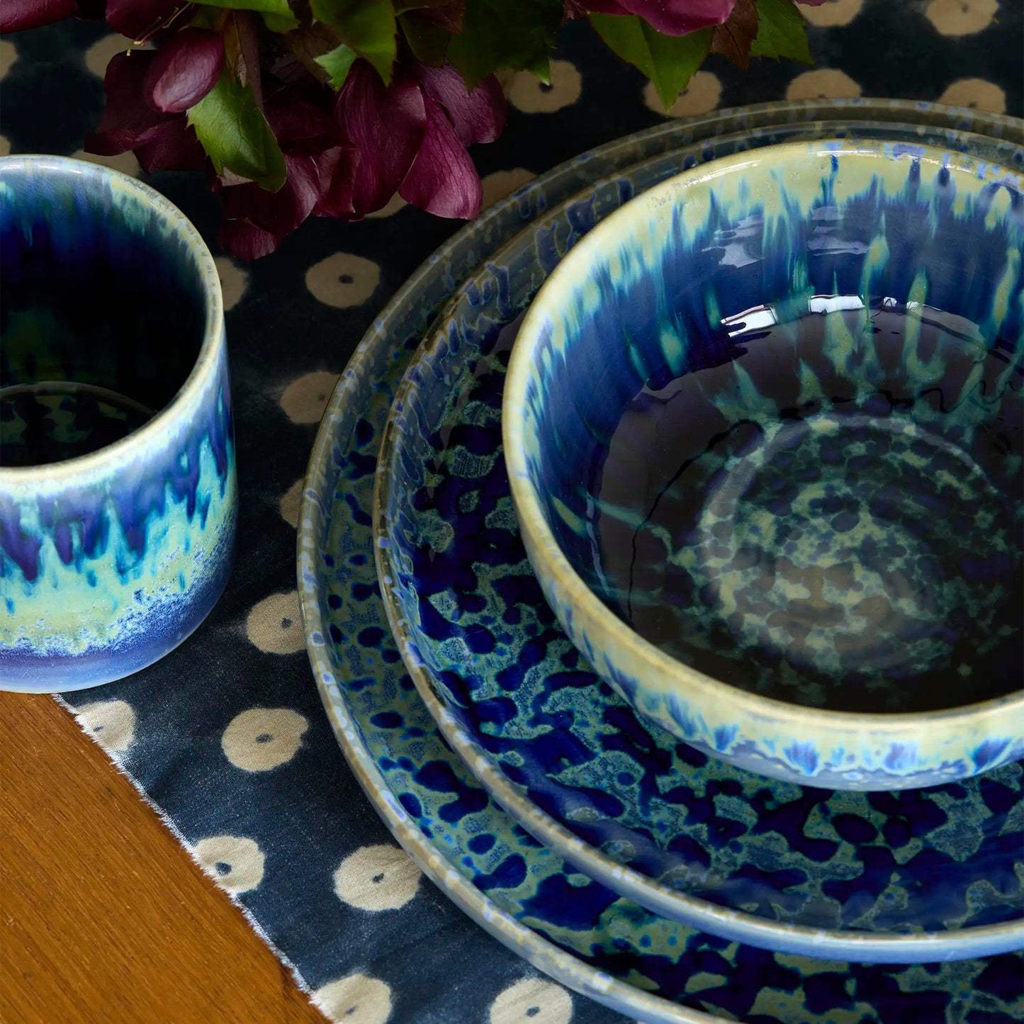 Hanami Stoneware Dinnerware Set - Blue