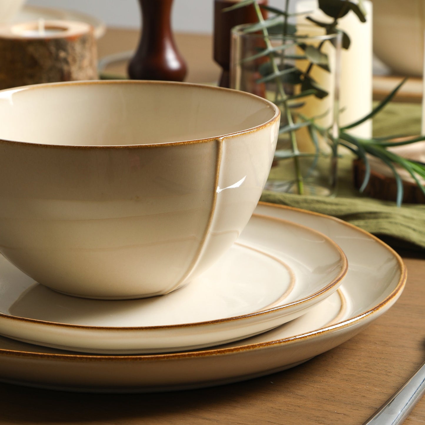 Infinity Stoneware Dinnerware Set - Beige