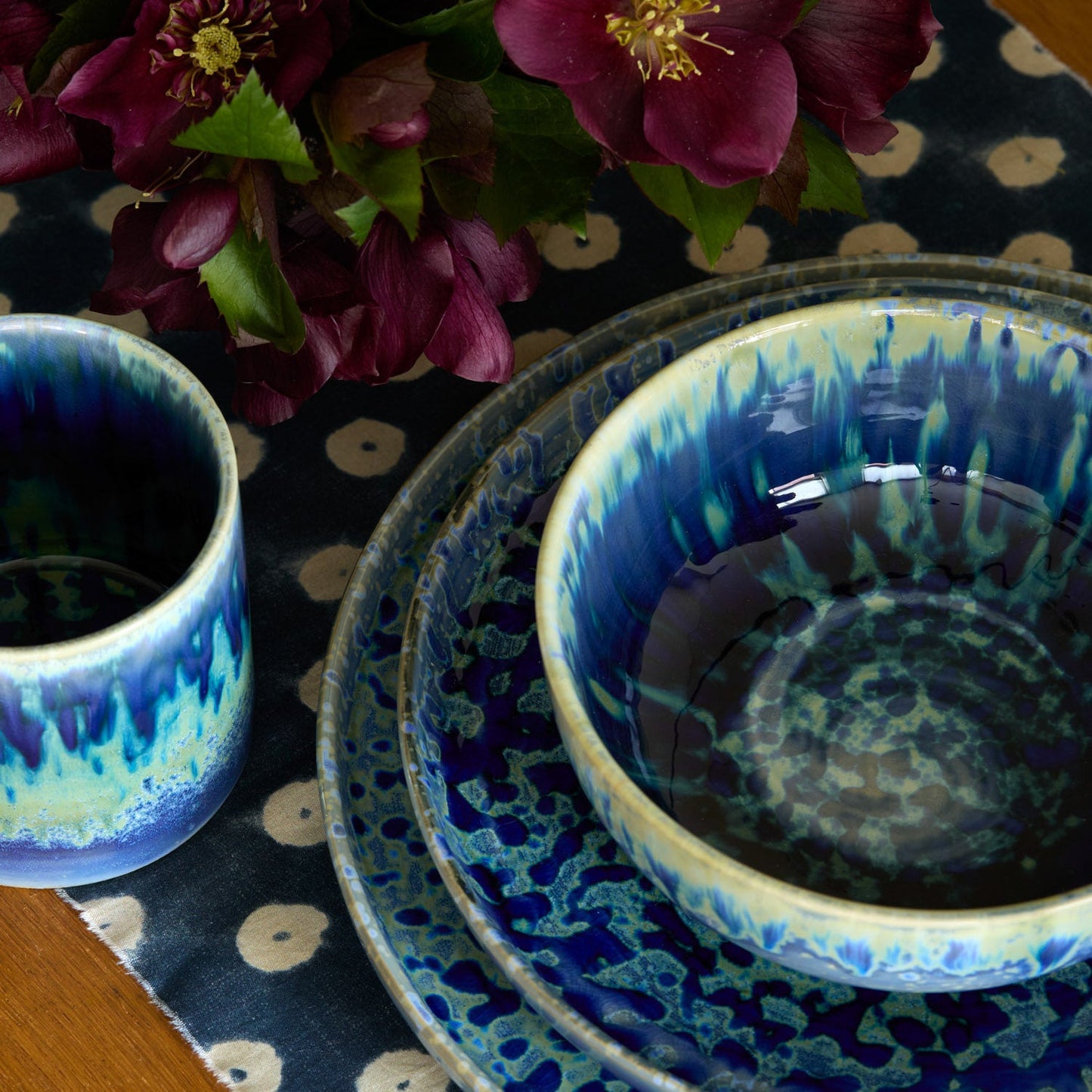 Hanami Stoneware Bowl Set - Blue