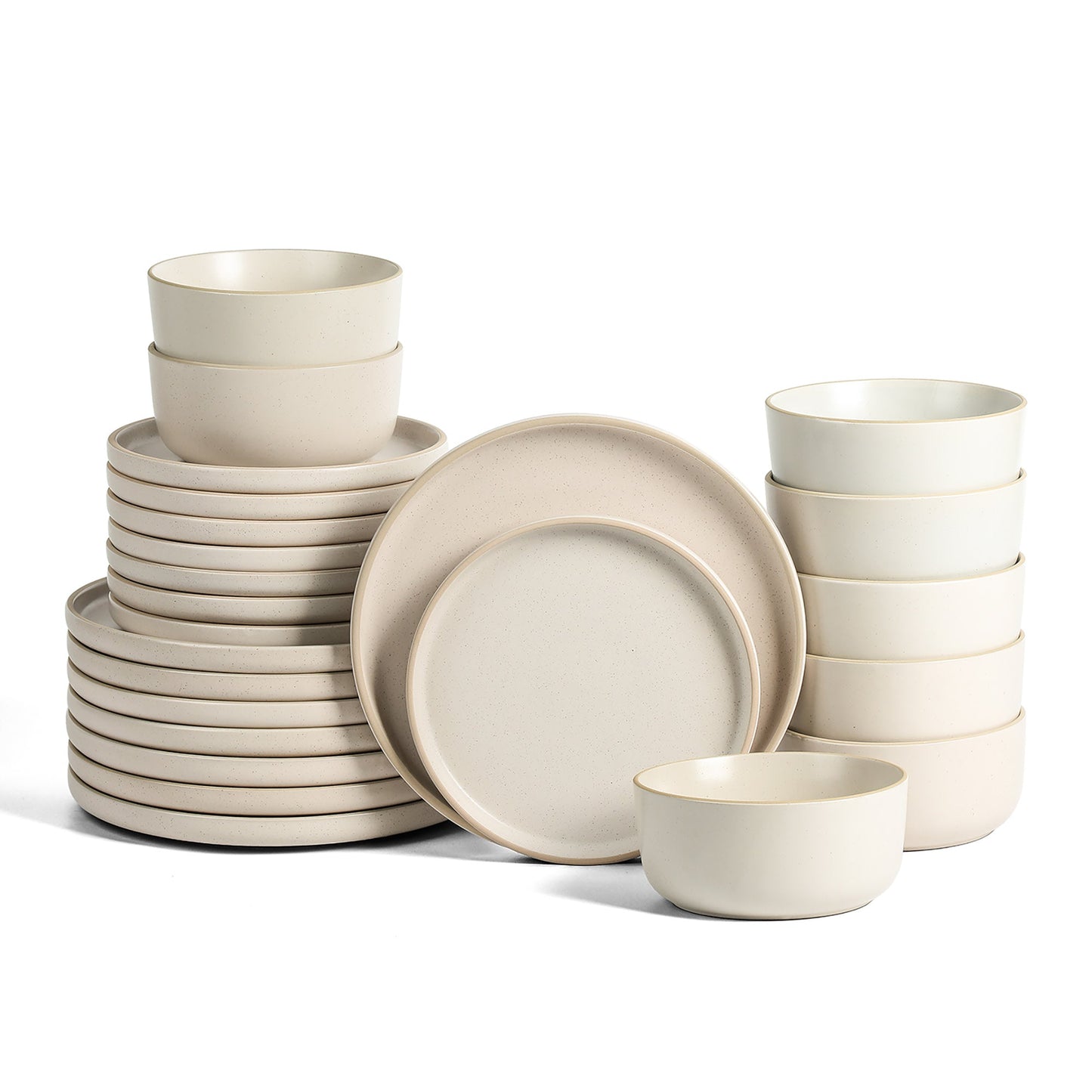 Amber Stoneware Dinnerware Set - White Speckled