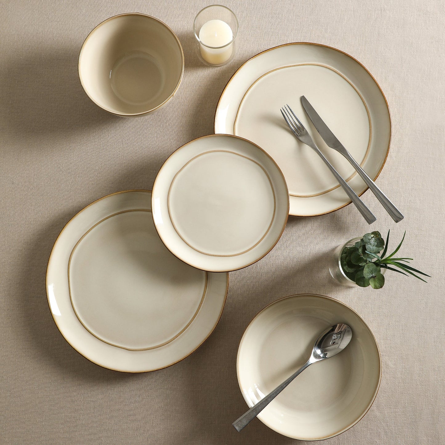 Infinity Stoneware Dinnerware Set - Beige