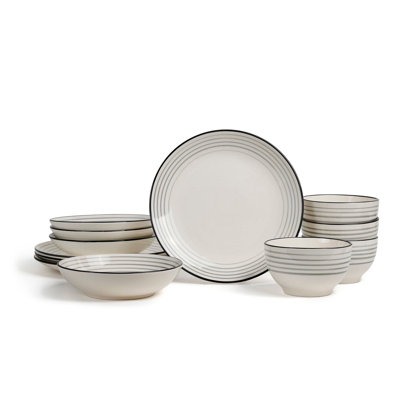 Zeke Earthenware Dinnerware Set - Grey