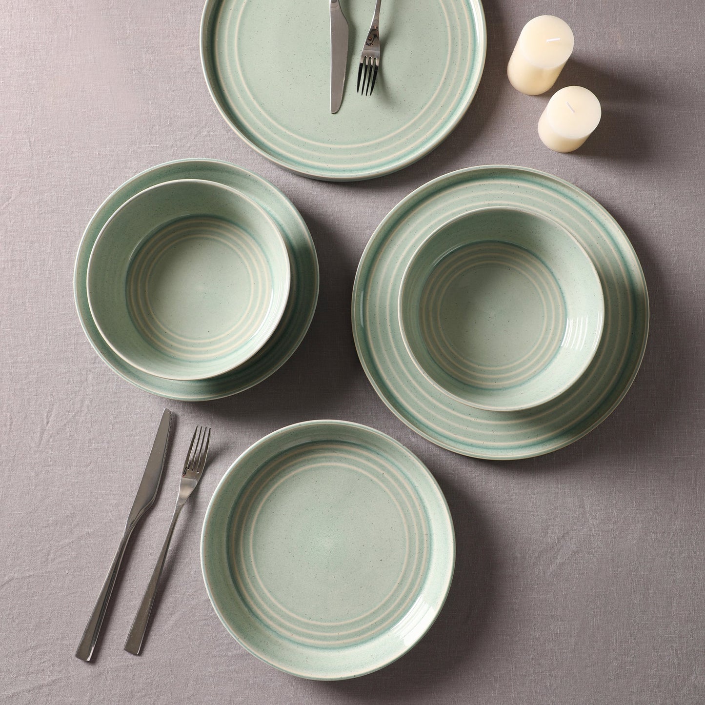 Claire Stoneware Dinnerware Set - Green