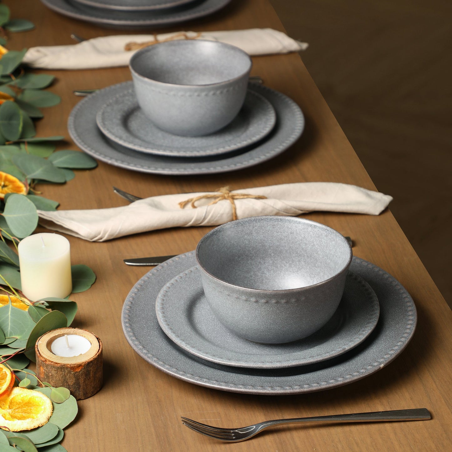Comet Stoneware Dinnerware Set - Grey