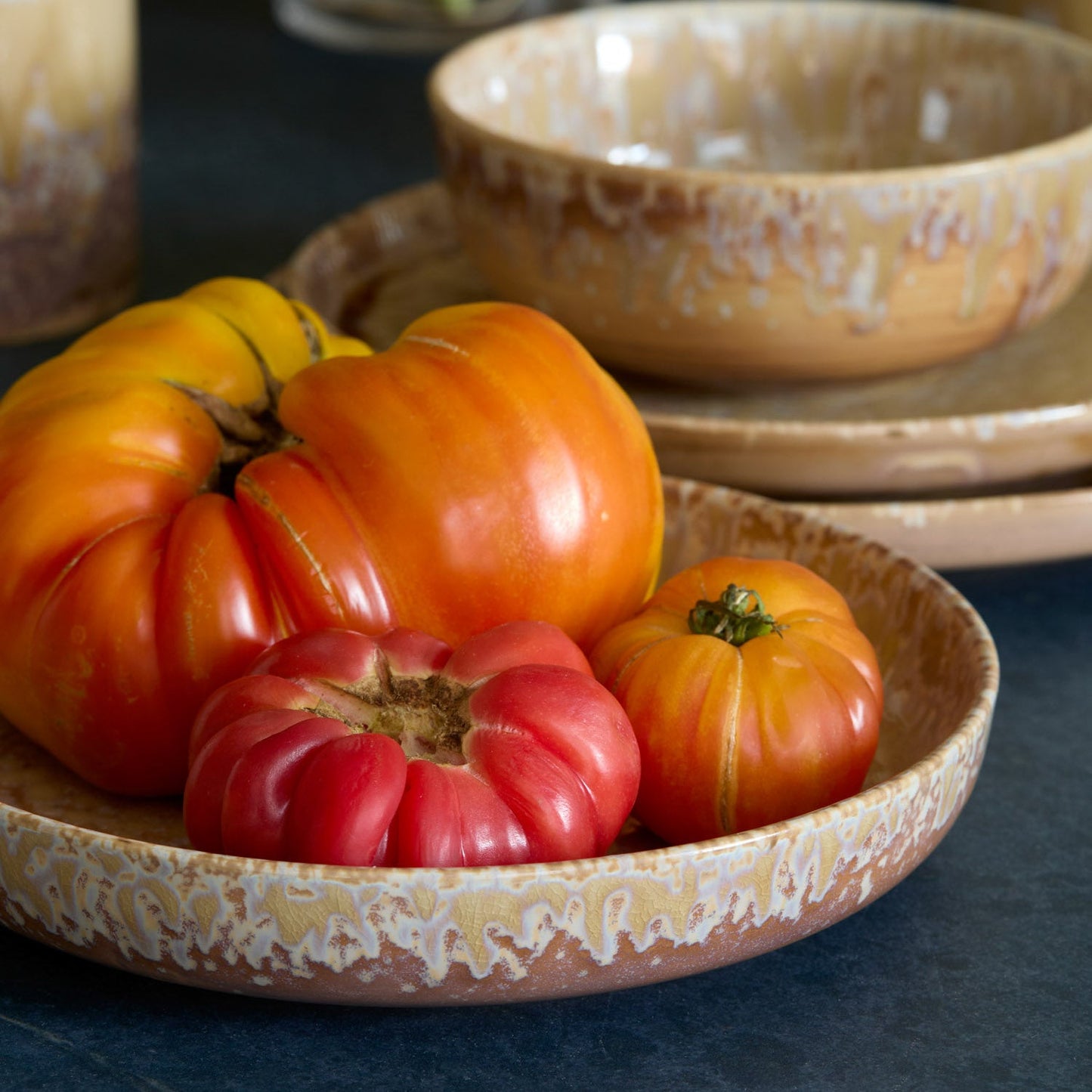 Hanami Stoneware Pasta Bowl Set - Beige
