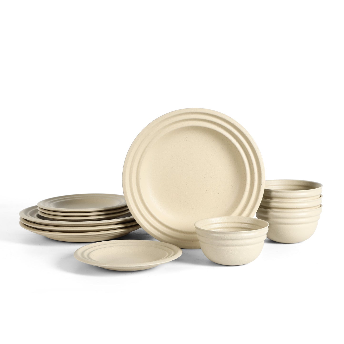 Stone Lain Zen Stoneware 12-Piece Dinnerware Set, Beige