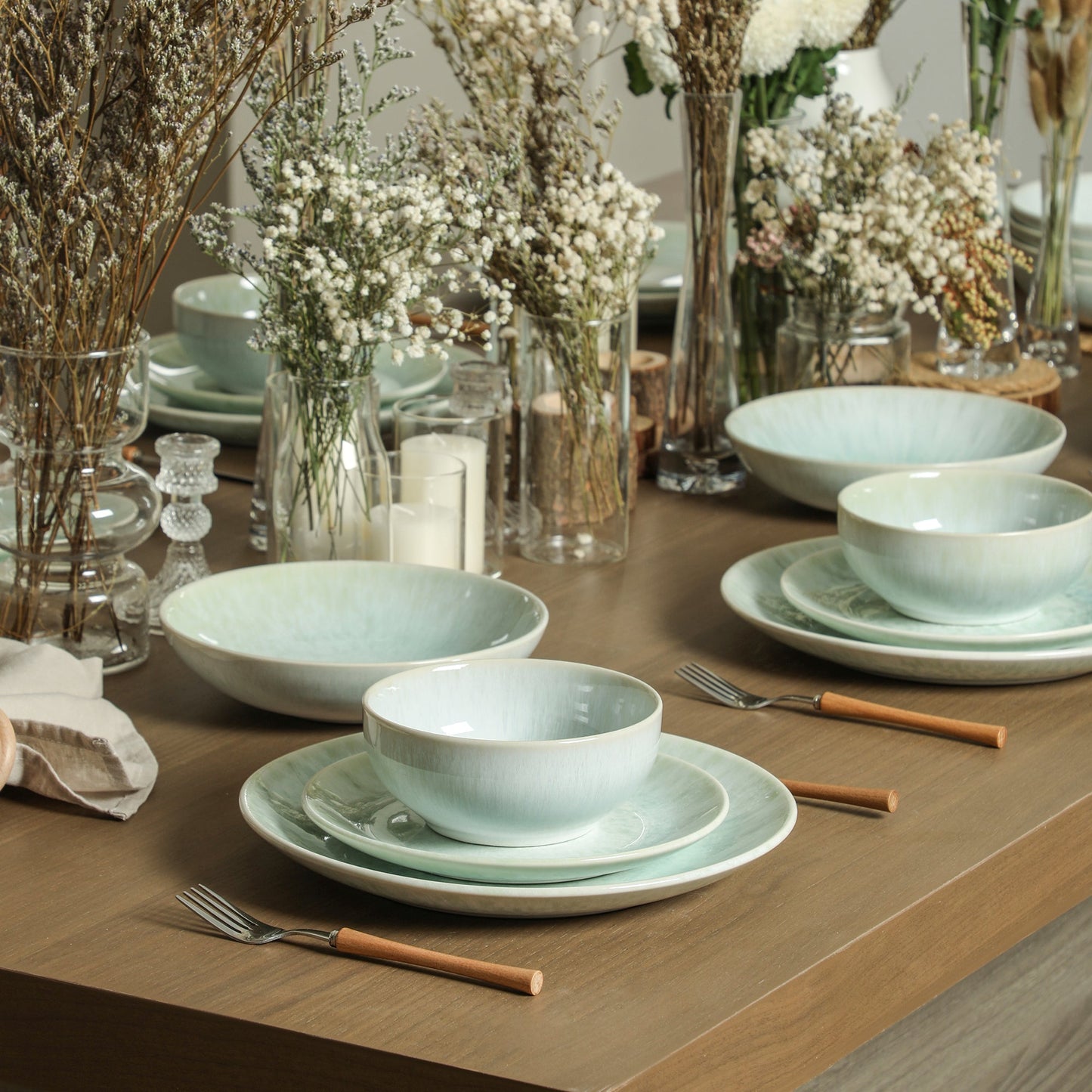 Riley Stoneware Dinnerware Set - Seafoam