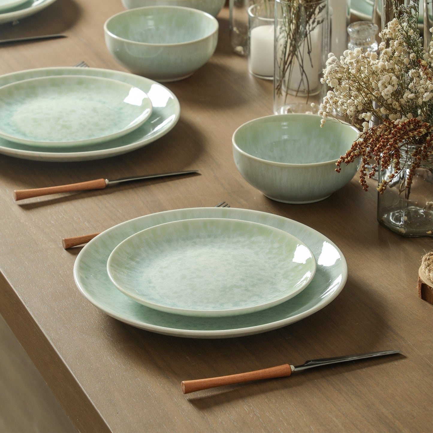 Riley Stoneware Dinnerware Set - Seafoam