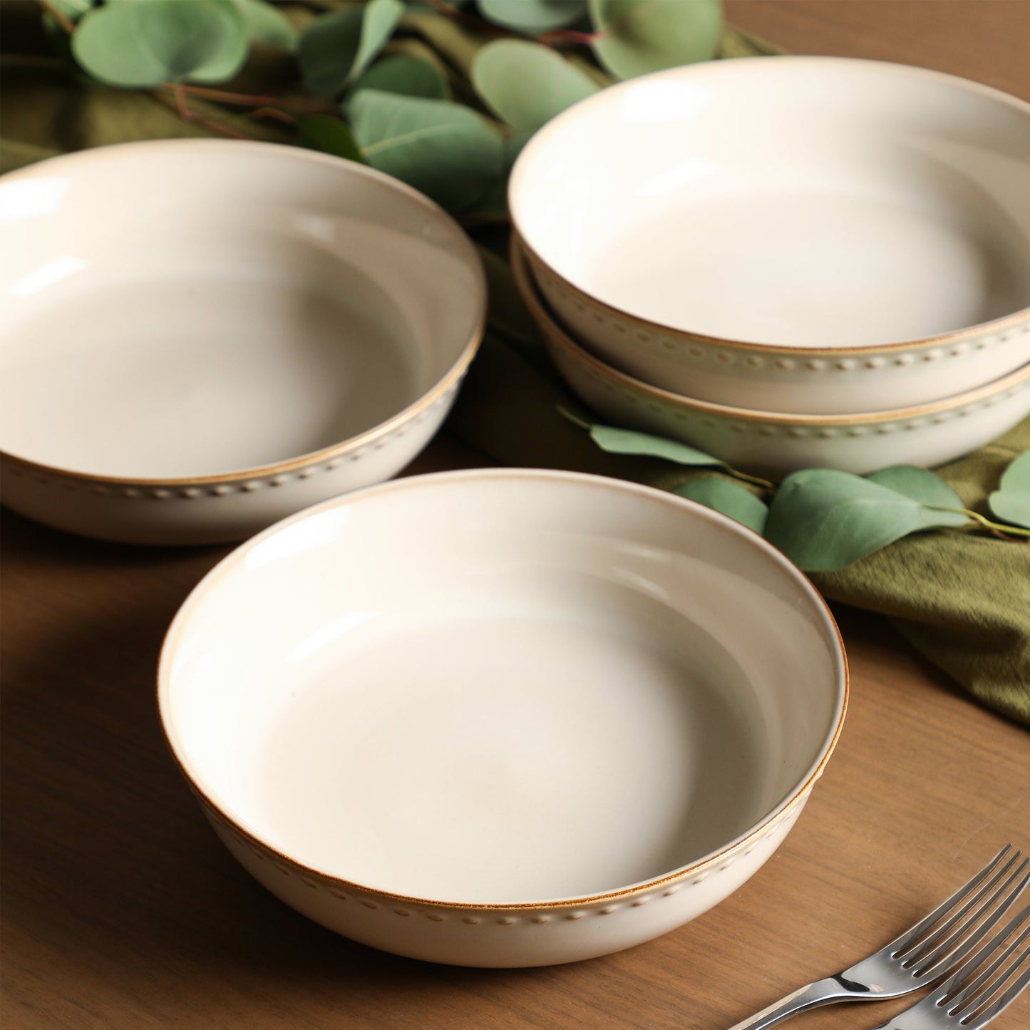 Comet Stoneware Pasta Bowl Set - Cream