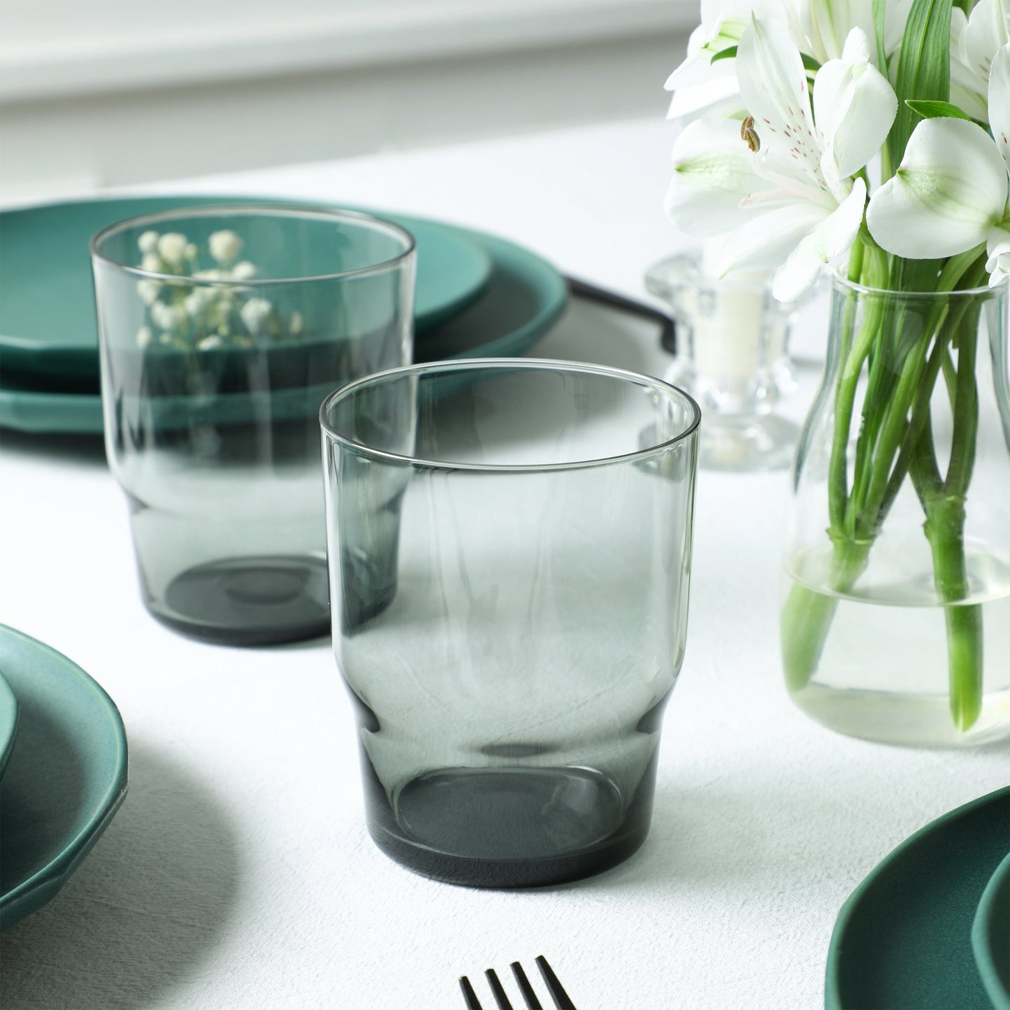 Rio Stoneware Dinnerware Set with Glassware - Green