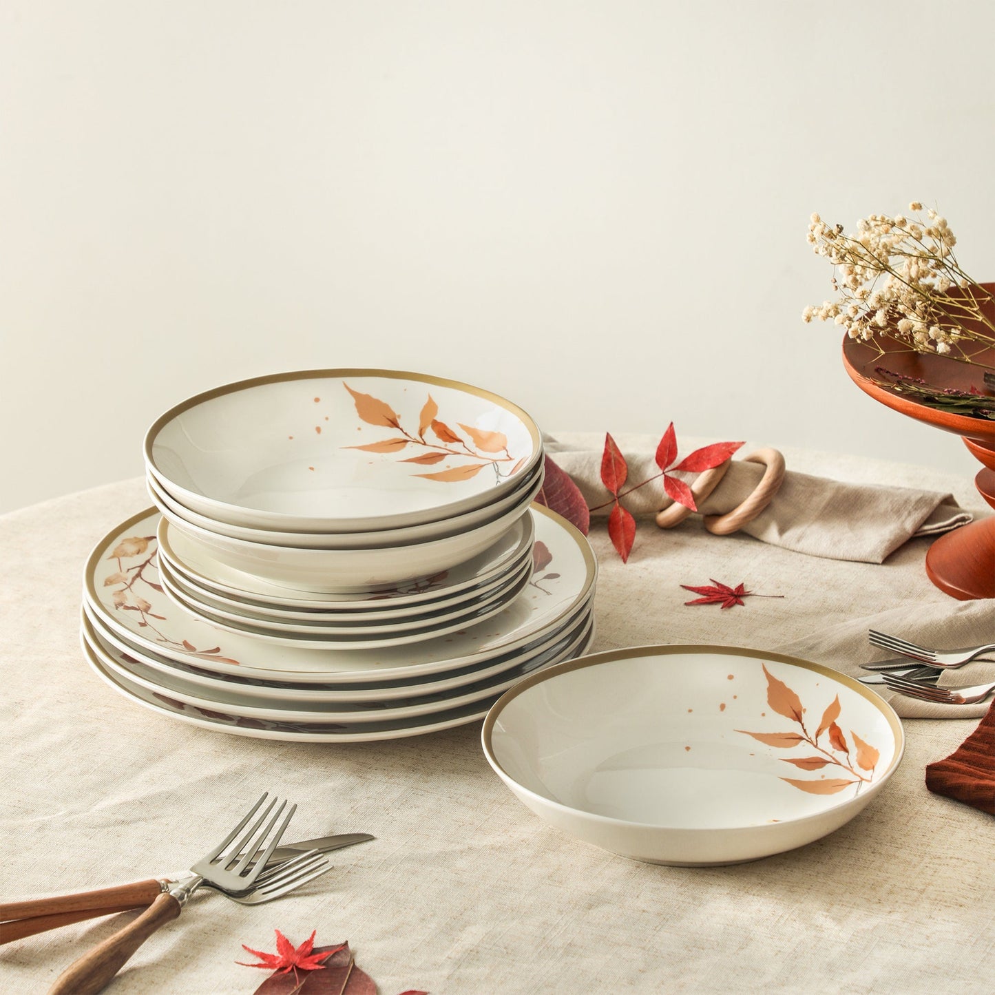 Maple Porcelain Dinnerware Set - White