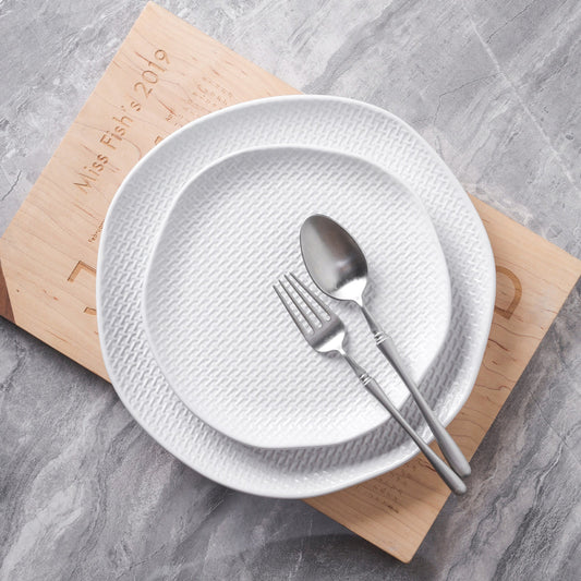 Abigael Stoneware Dinner Plate - White