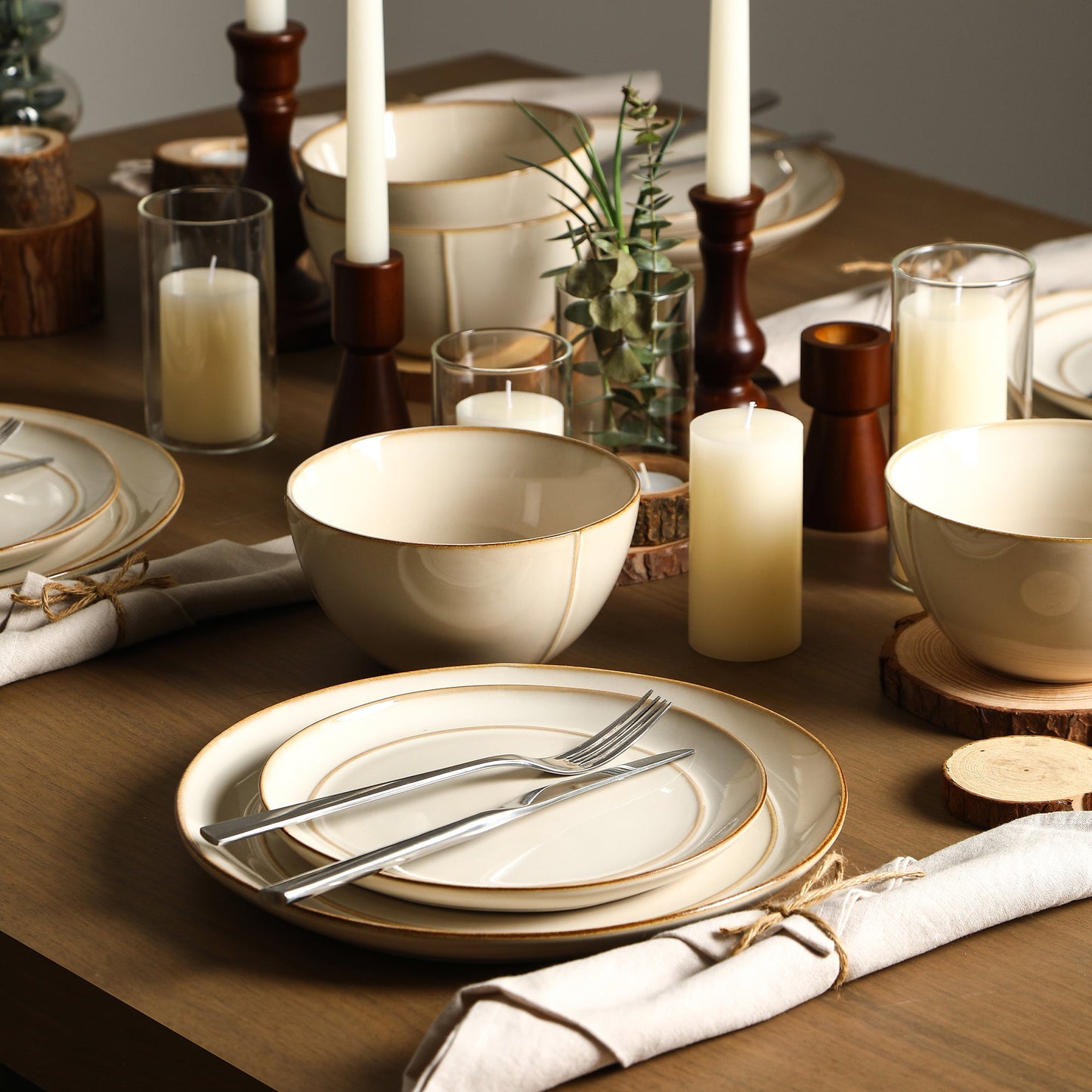 Infinity Stoneware Dinnerware Set - Beige