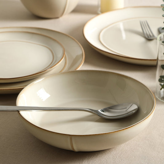 Infinity Stoneware Pasta Bowl Set - Beige