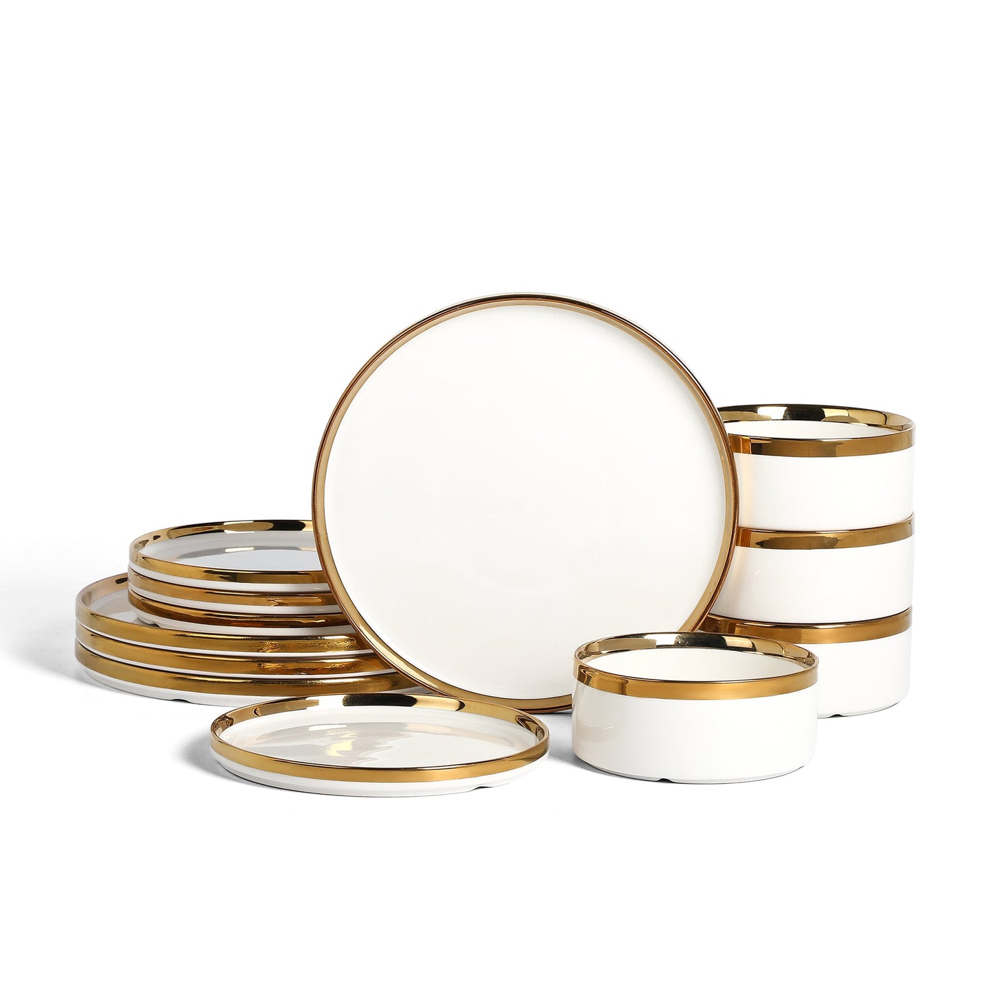 Solene Porcelain Dinnerware Set - White and Gold