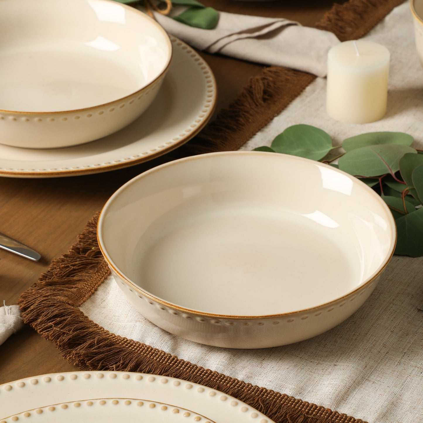 Comet Stoneware Pasta Bowl Set - Cream