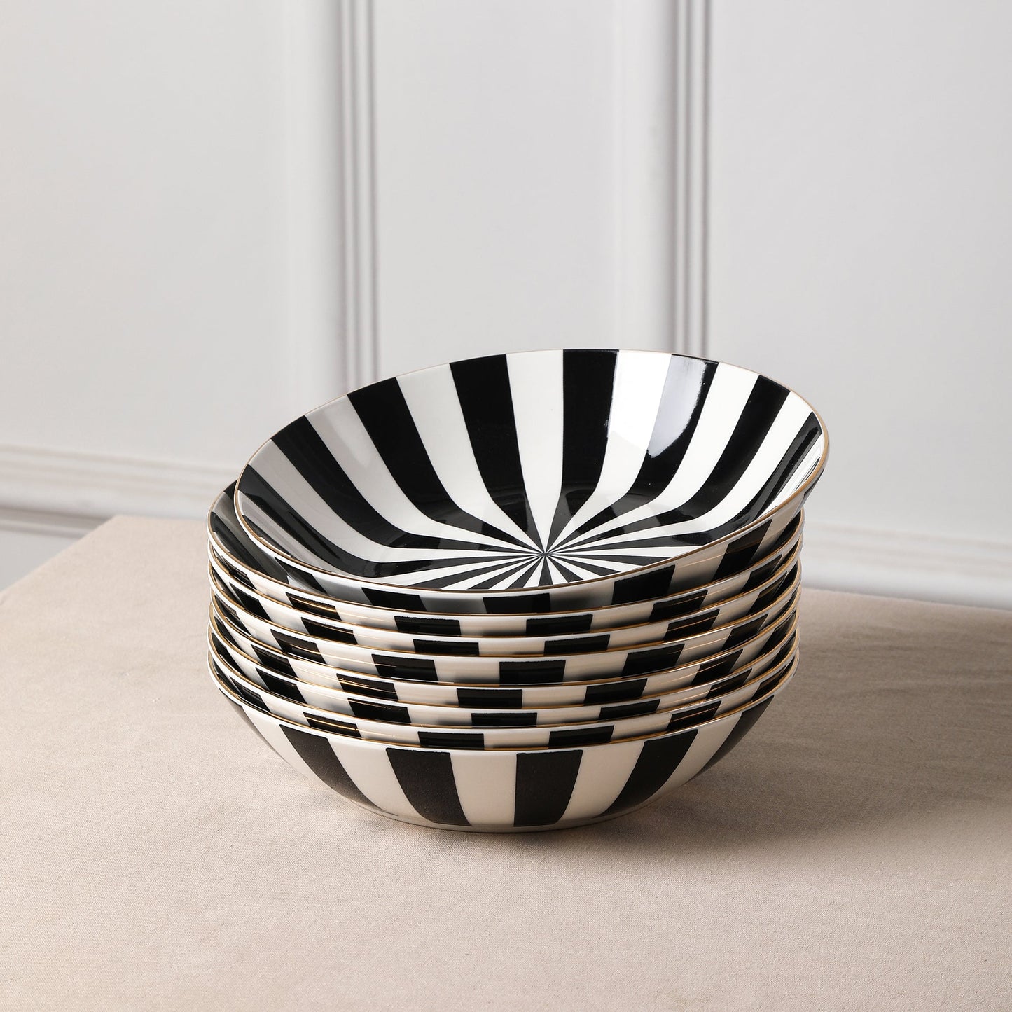 Empire Porcelain Dinnerware Set - Black and White and Gold